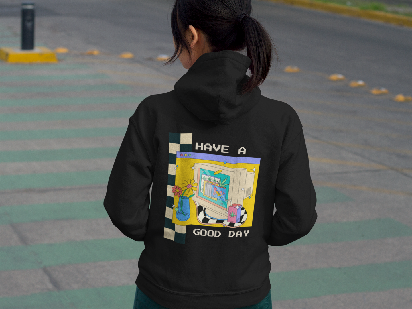 Retro Hooded Sweatshirt - 'Have A Good Day' Unisexx