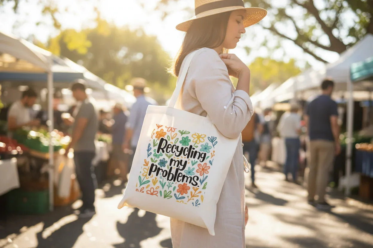 Personalised Floral Tote Bag | Custom Name & Message | Eco-Friendly Canvas Gift - Alley Crafters