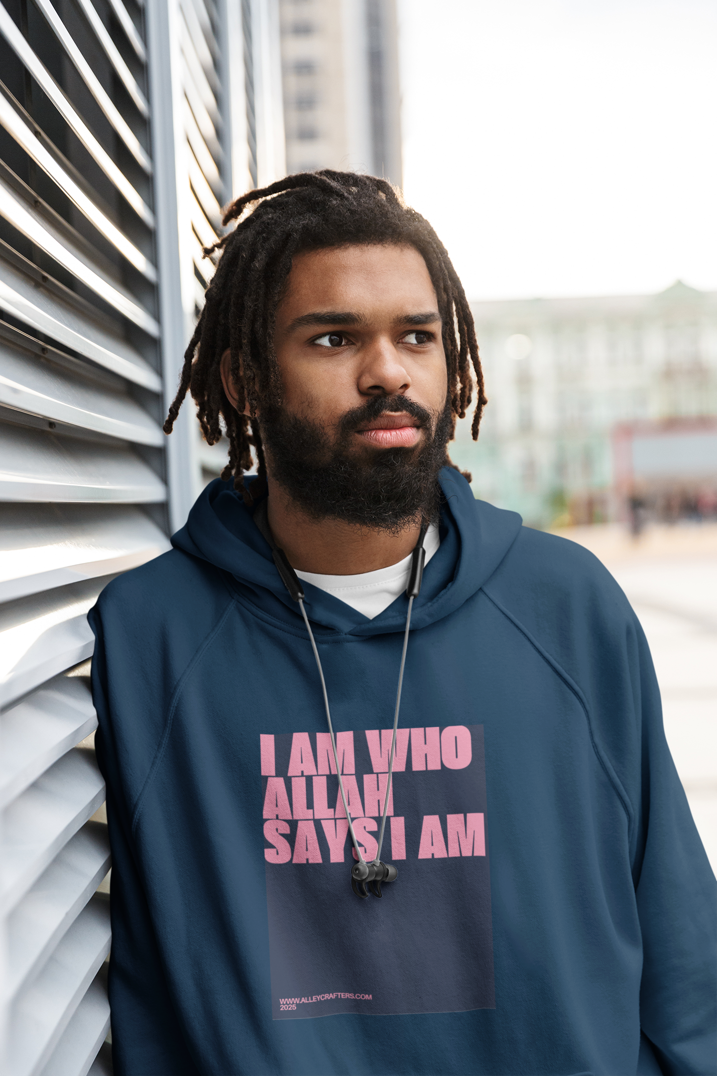 Hooded Sweatshirt - "I Am Who Allah Says I Am." Typography Design
