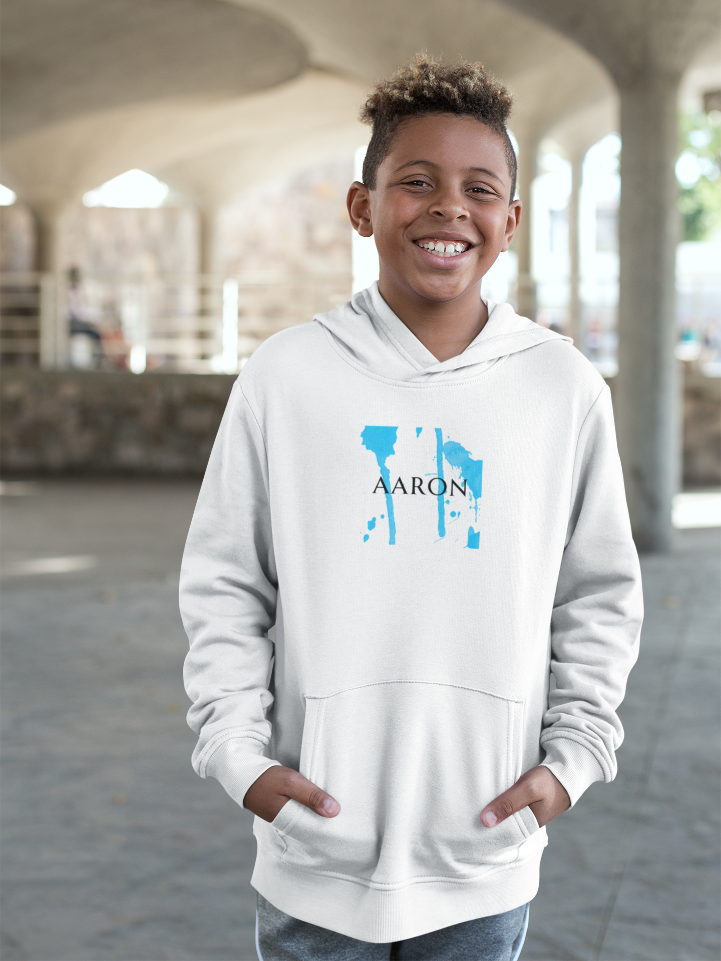 Personalised Kids Hoodie with Splash Design – Custom Name Gift for Children