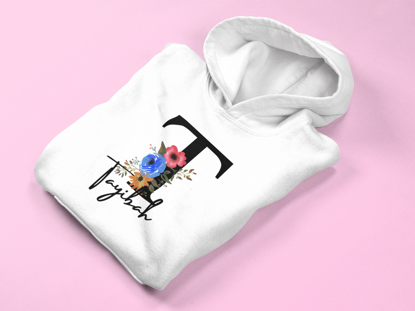 Personalised Floral Kids Hoodie - Custom Name Design