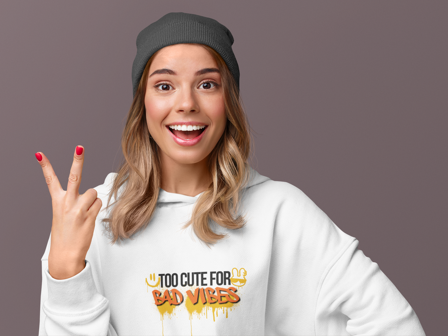 Unisex Hoodie - Too Cute for Bad Vibes