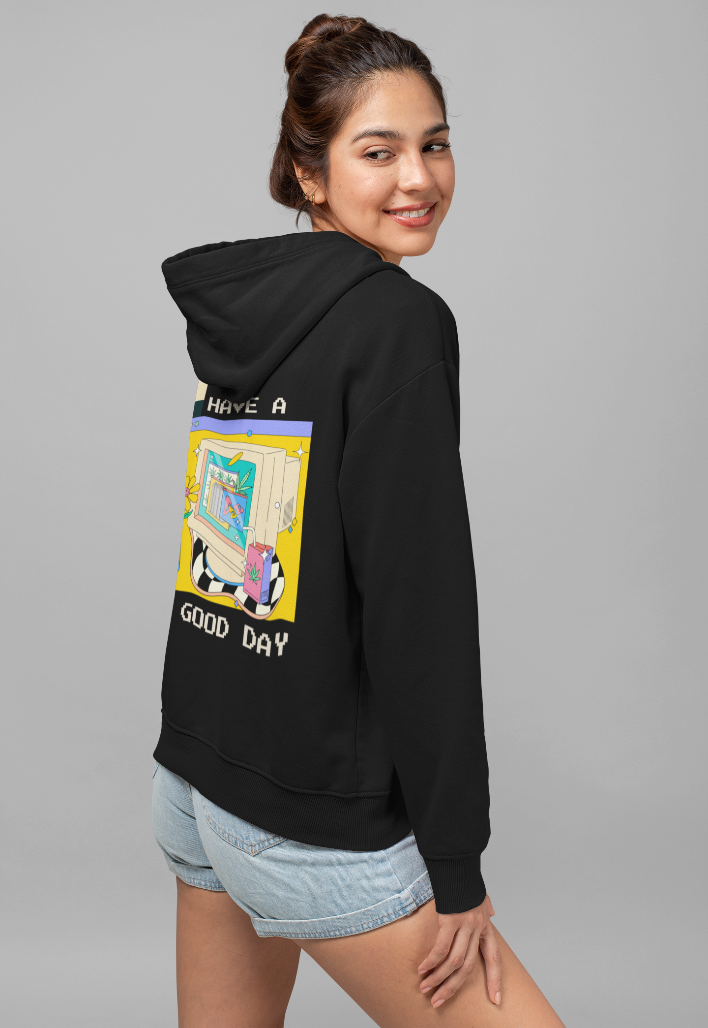 Retro Hooded Sweatshirt - 'Have A Good Day' Unisexx