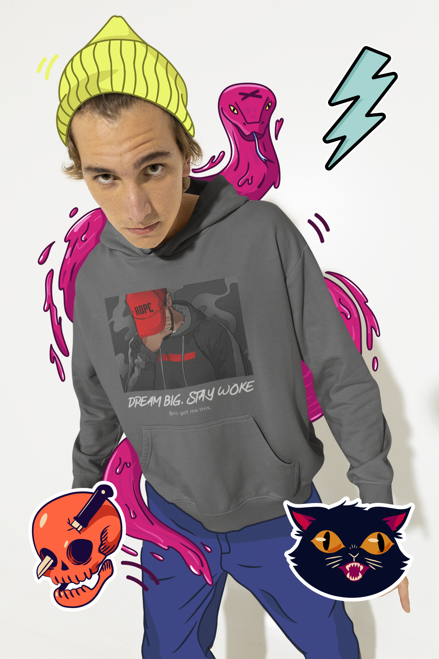 Hoodie Unisex- 'Dream Big Stay Woke' Inspirational Design