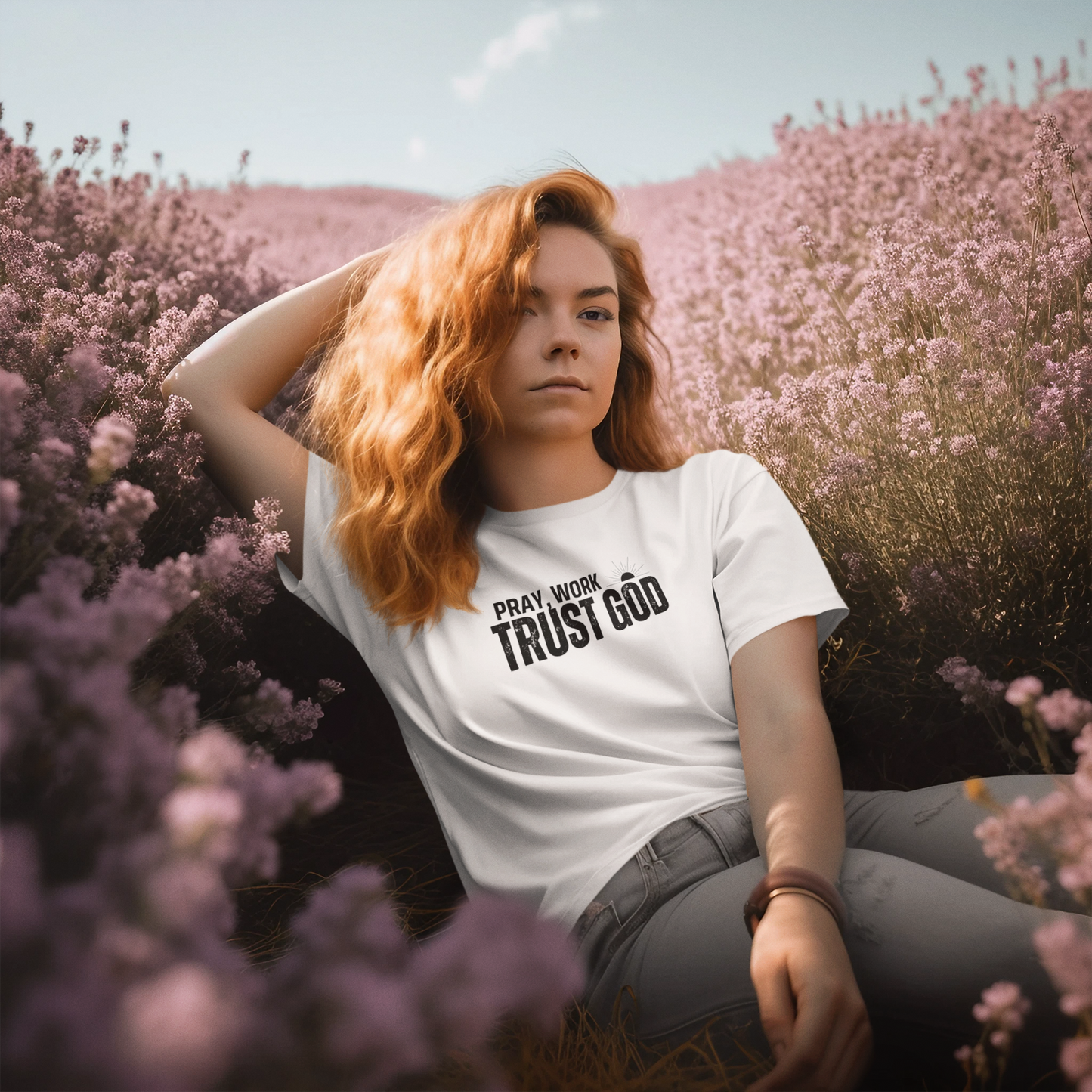 Pray, Work, Trust God" T-Shirt