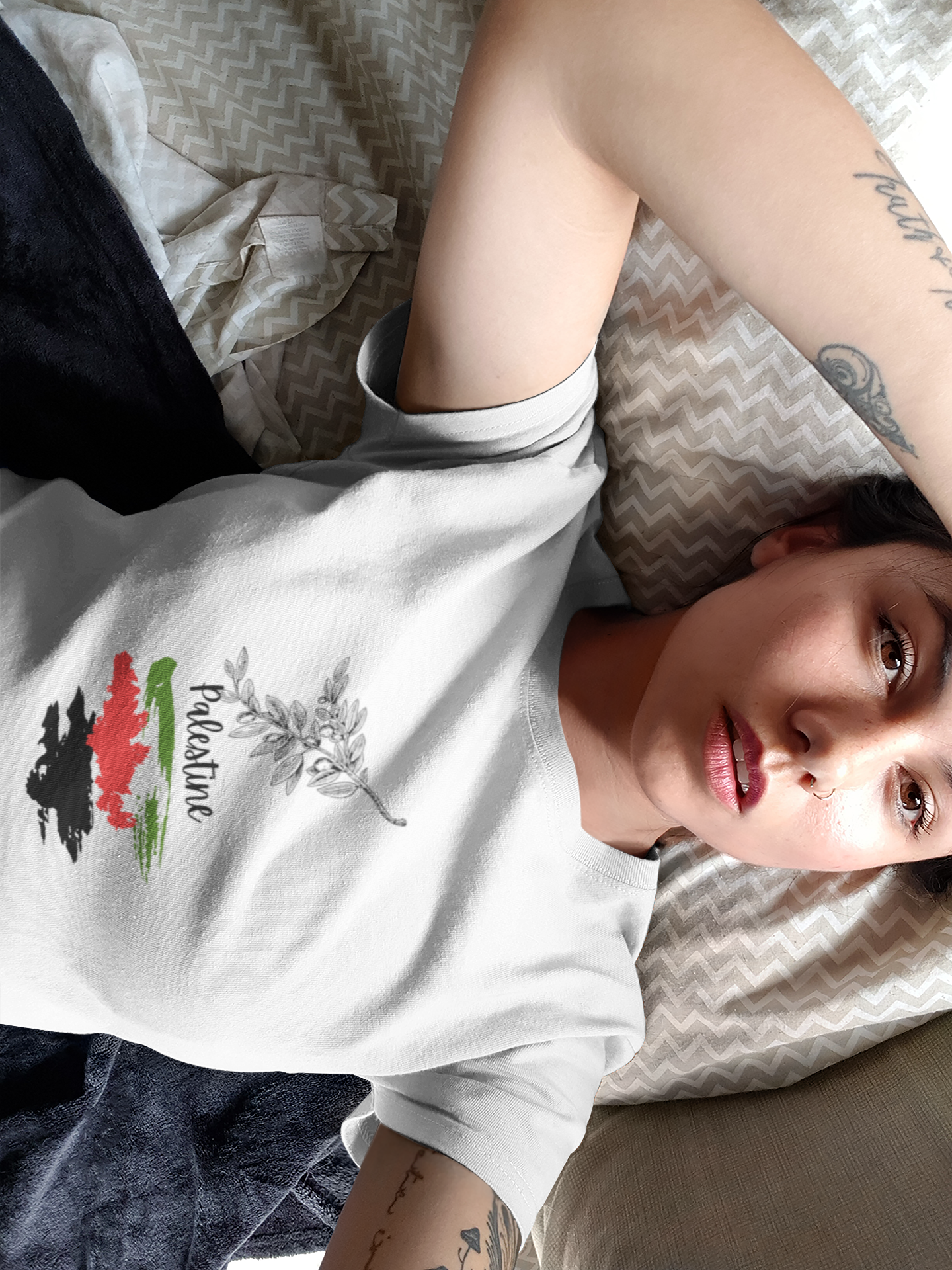 Palestine T-Shirt, Palestinian Flag Tee, Unisex Cotton Shirt, Elegant Middle Eastern Apparel, Patriotic Gift