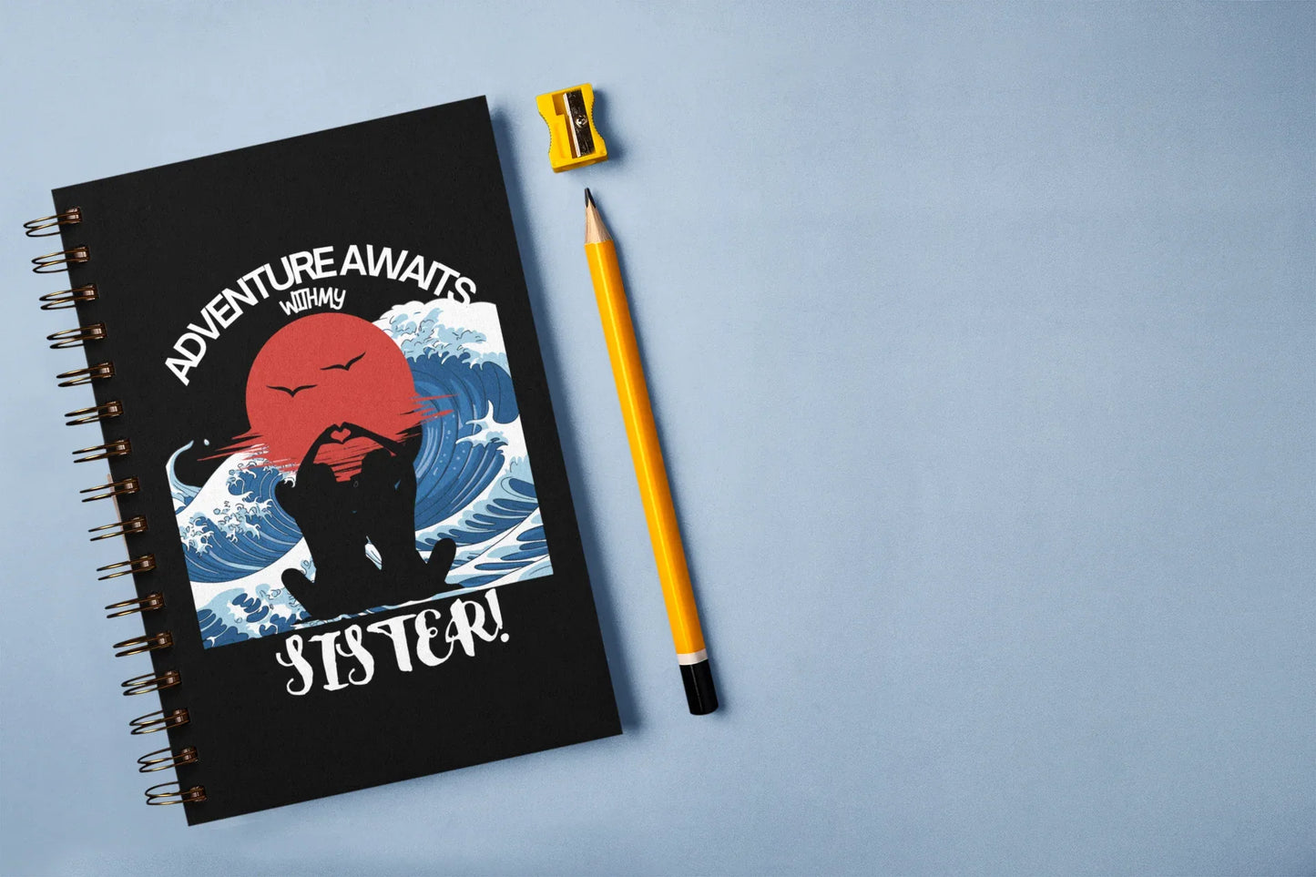 Adventure Awaits with My Sister A5 Spiral Notebook — Travel Journal for Sisters - Alley Crafters