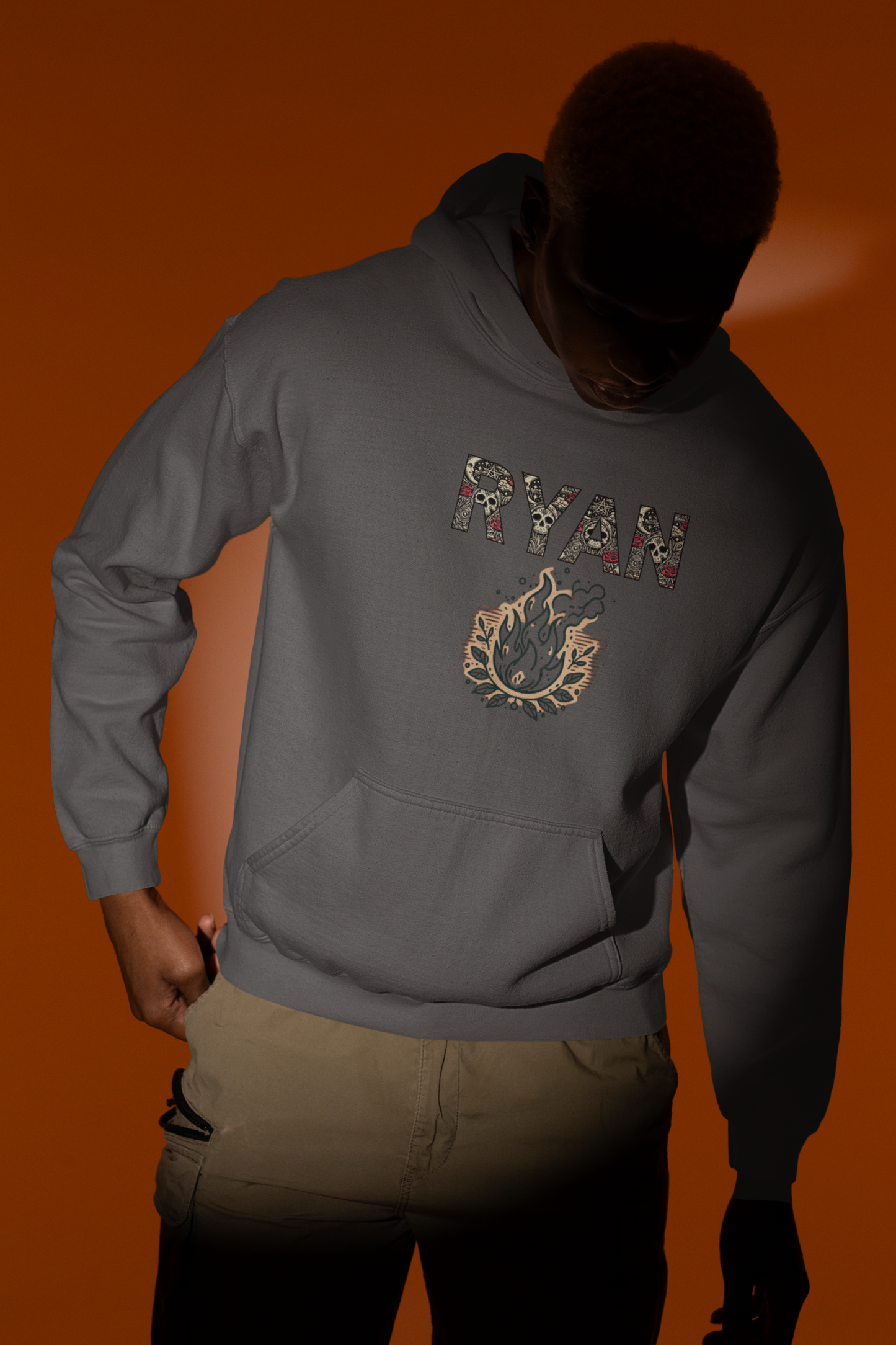 Fire Graphic Unisex Hoodie - Personalized Edgy Lettering Design