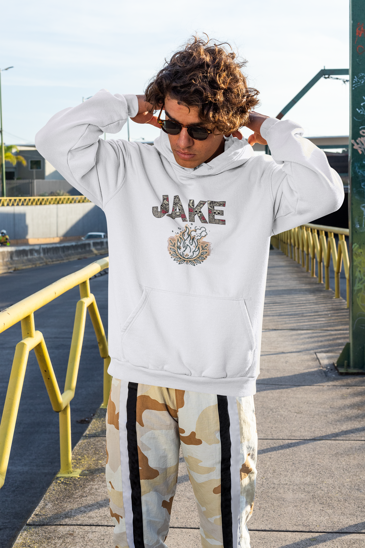 Fire Graphic Unisex Hoodie - Personalized Edgy Lettering Design
