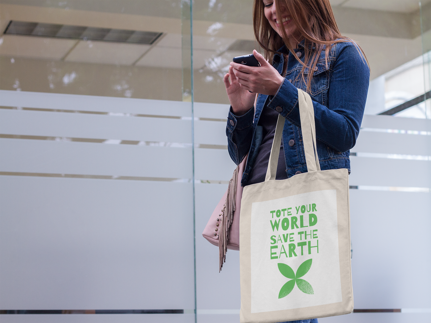Cotton Tote - Tote Your World, Save the Earth T-Shirt Design