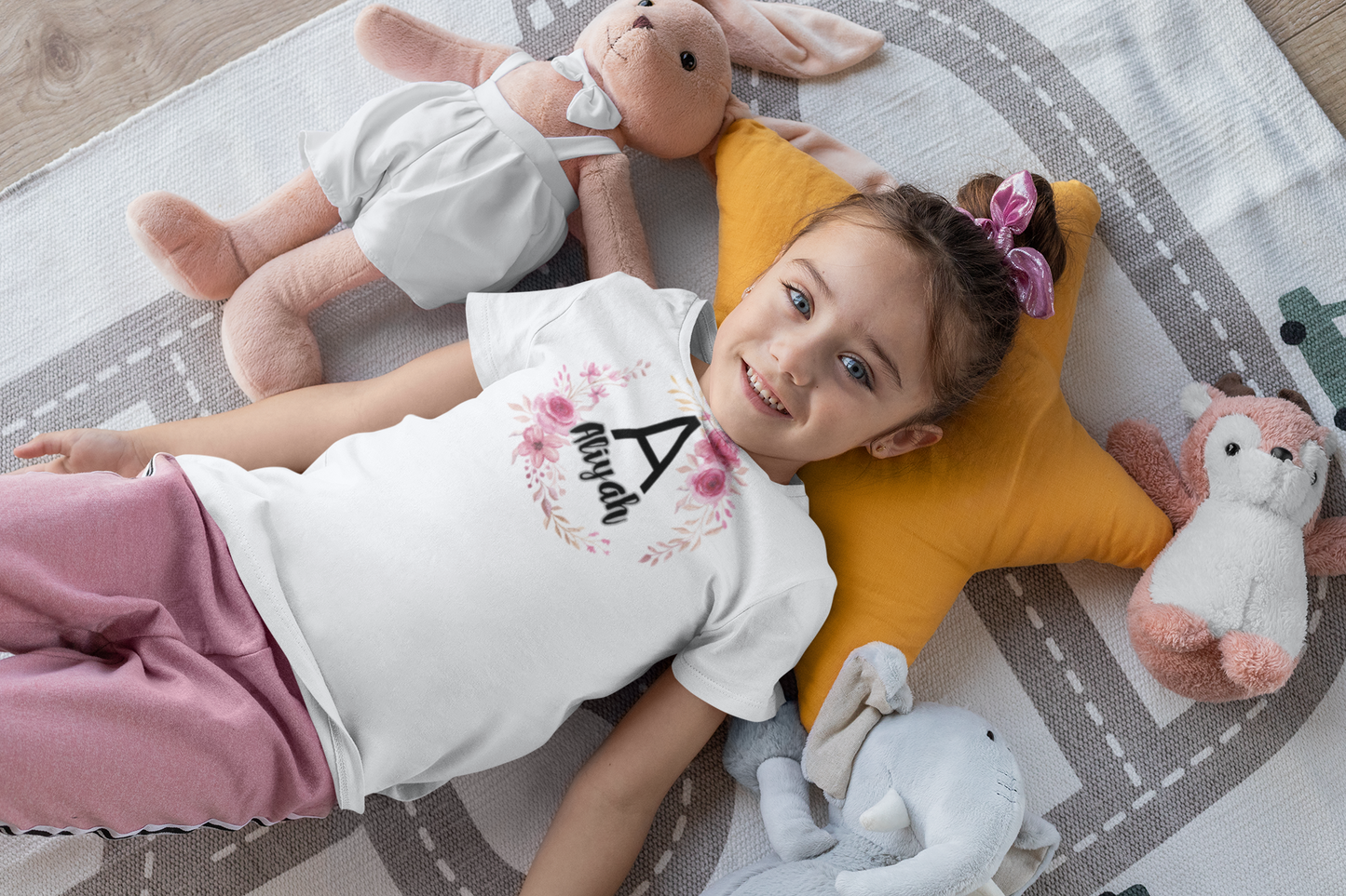 Kids Tee - Personalised Floral Name Shirt for Children