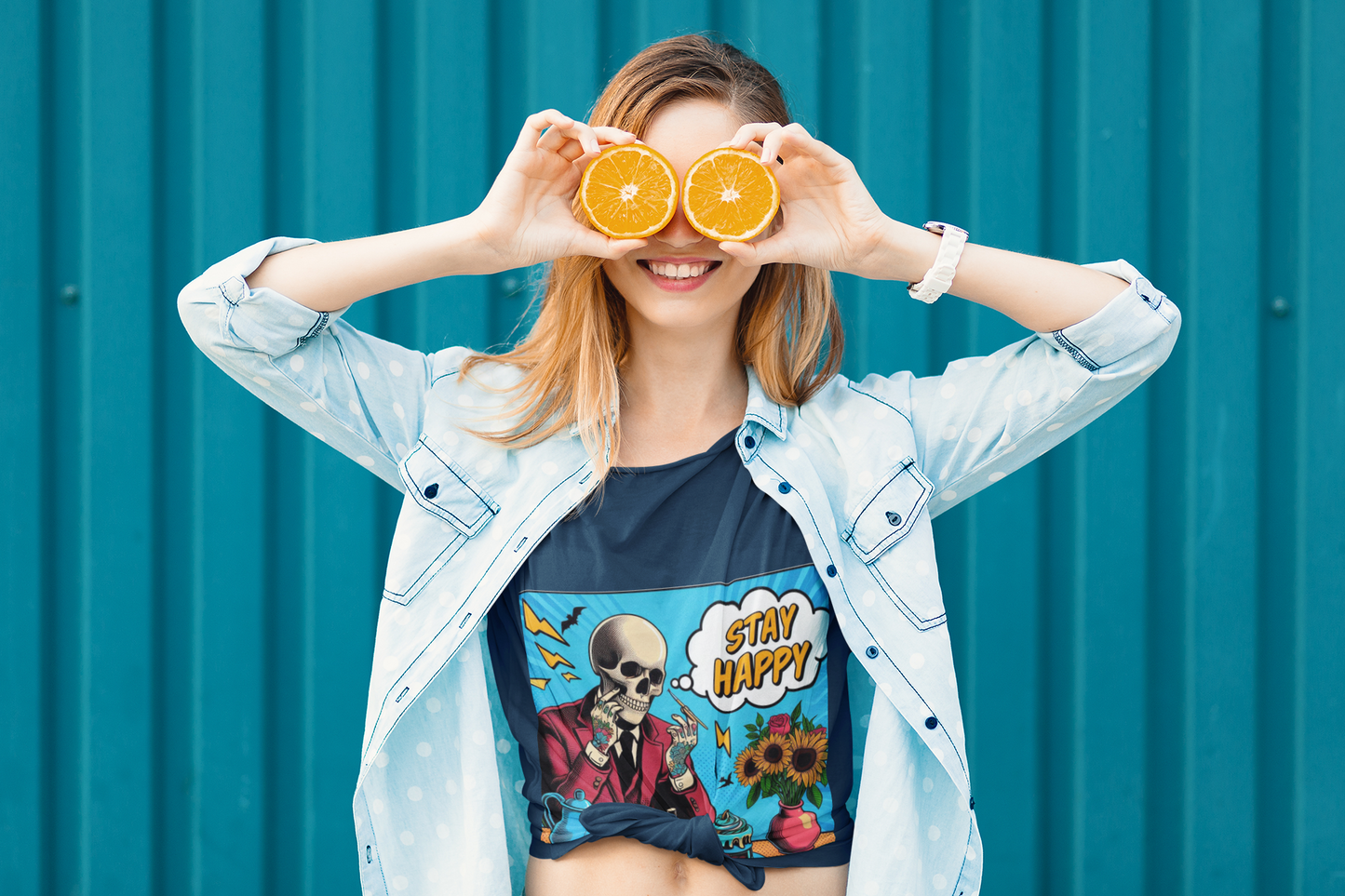 Funny Pop Art T-Shirt - Stay Happy Design