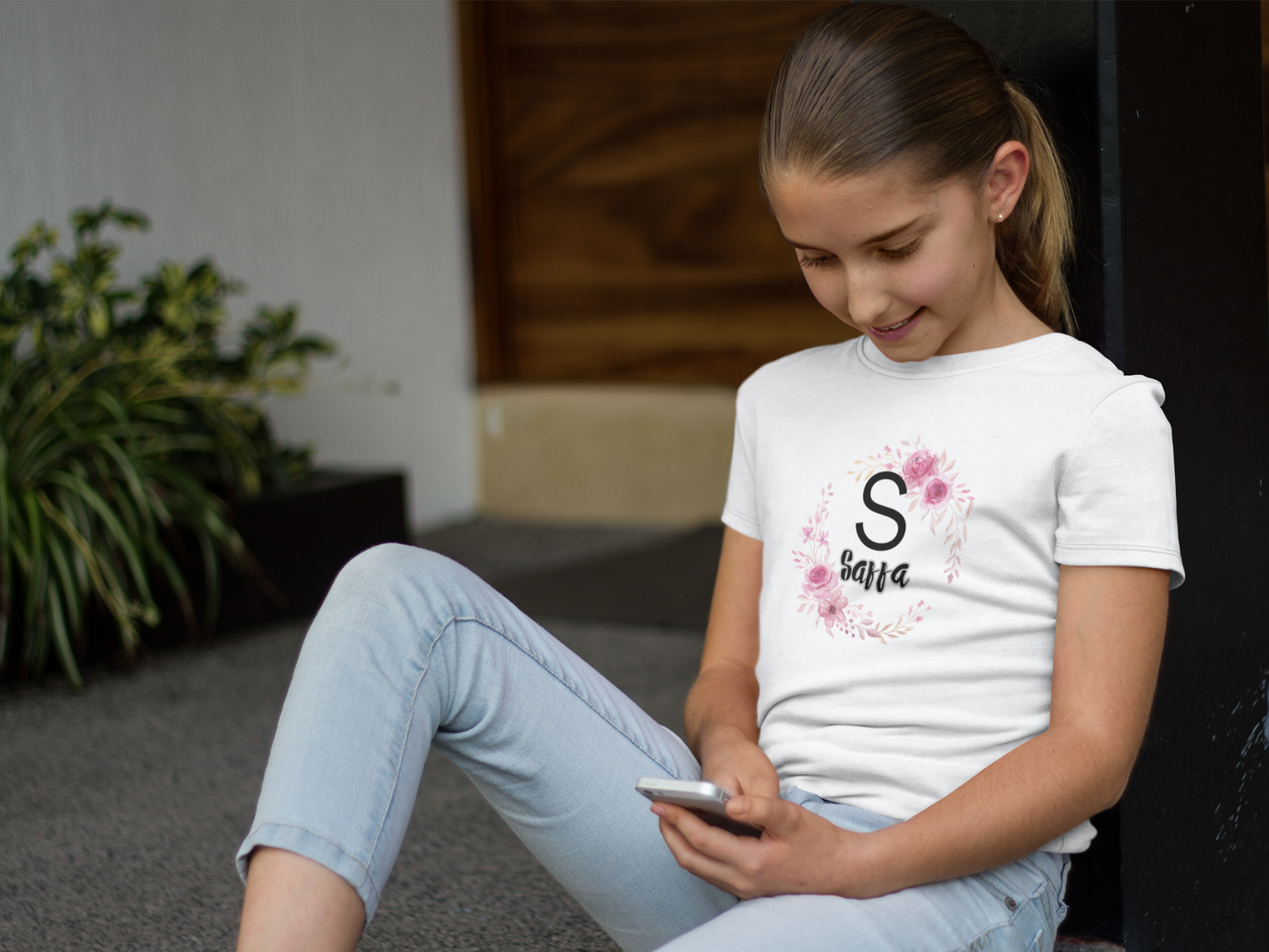 Kids Tee - Personalised Floral Name Shirt for Children