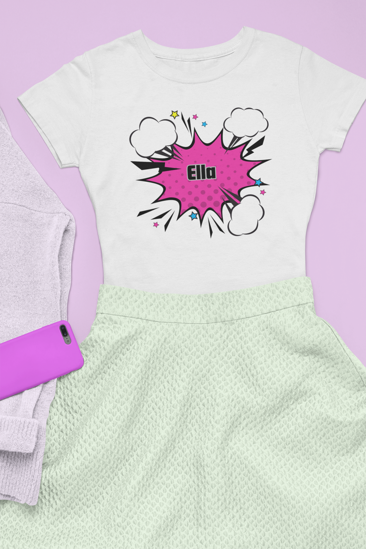 Kids Tee - Pop Art Speech Bubble Personalised Name