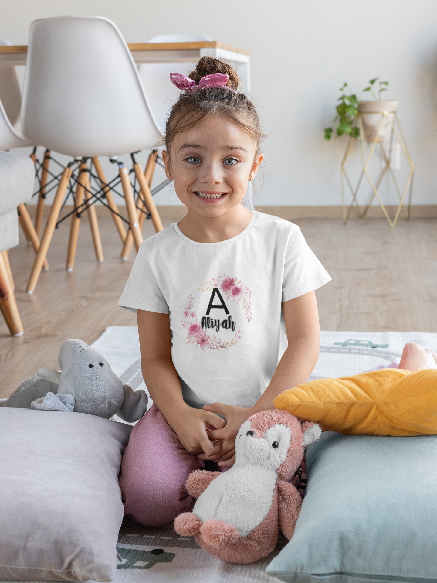 Kids Tee - Personalised Floral Name Shirt for Children
