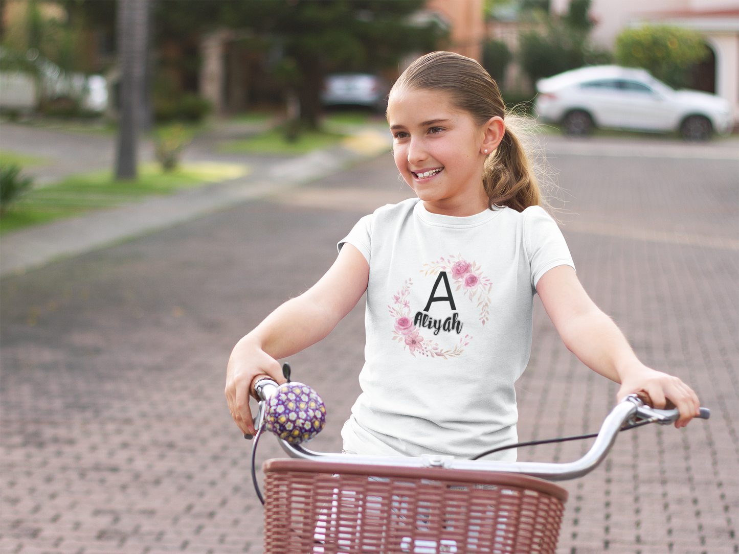 Kids Tee - Personalised Floral Name Shirt for Children