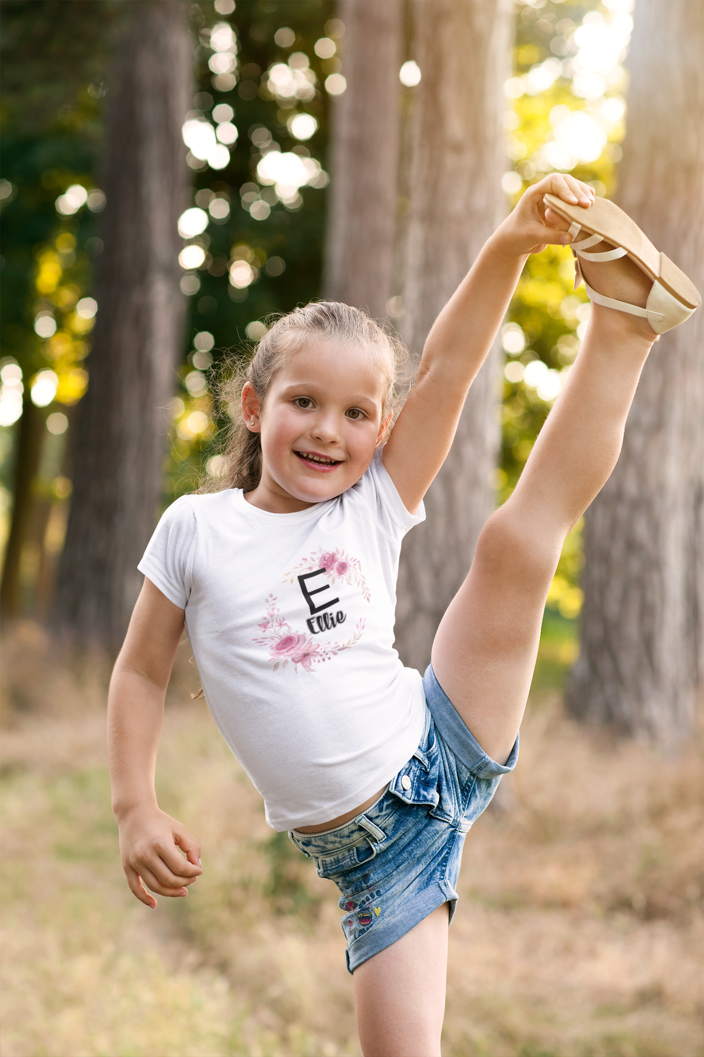 Kids Tee - Personalised Floral Name Shirt for Children