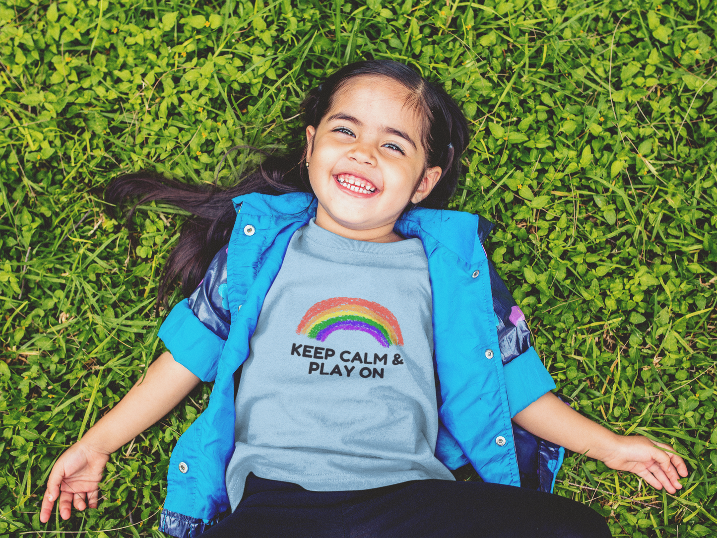 Rainbow Toddler T-Shirt - "Keep Calm & Play On" - Playful Jersey Tee for Kids