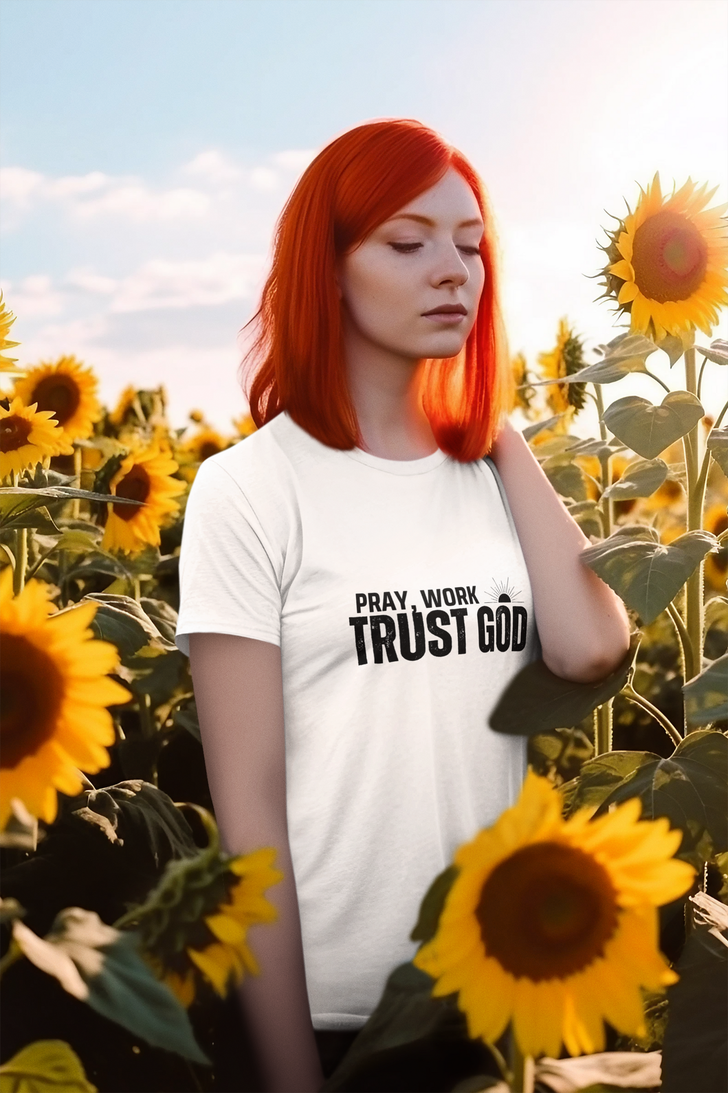 Pray, Work, Trust God" T-Shirt
