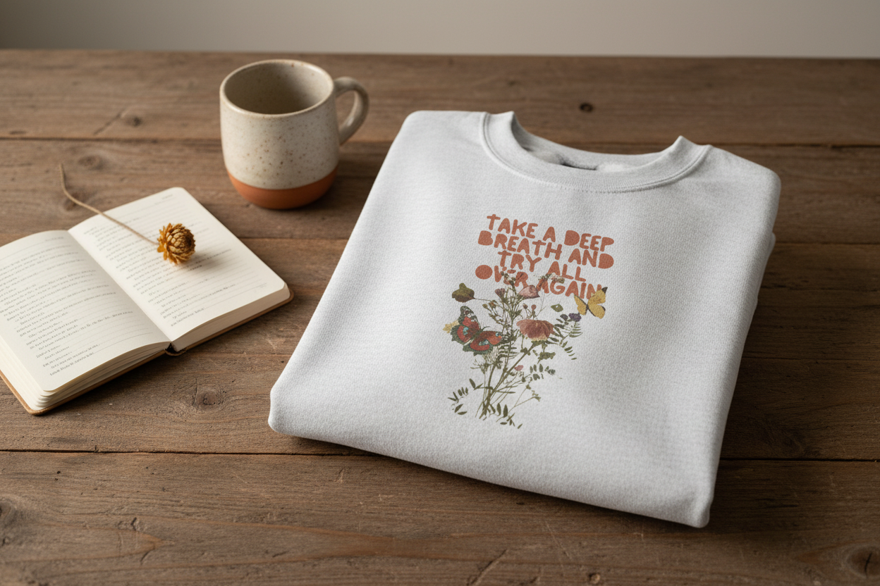 Take a Deep Breath Sweatshirt - Wood & Journal