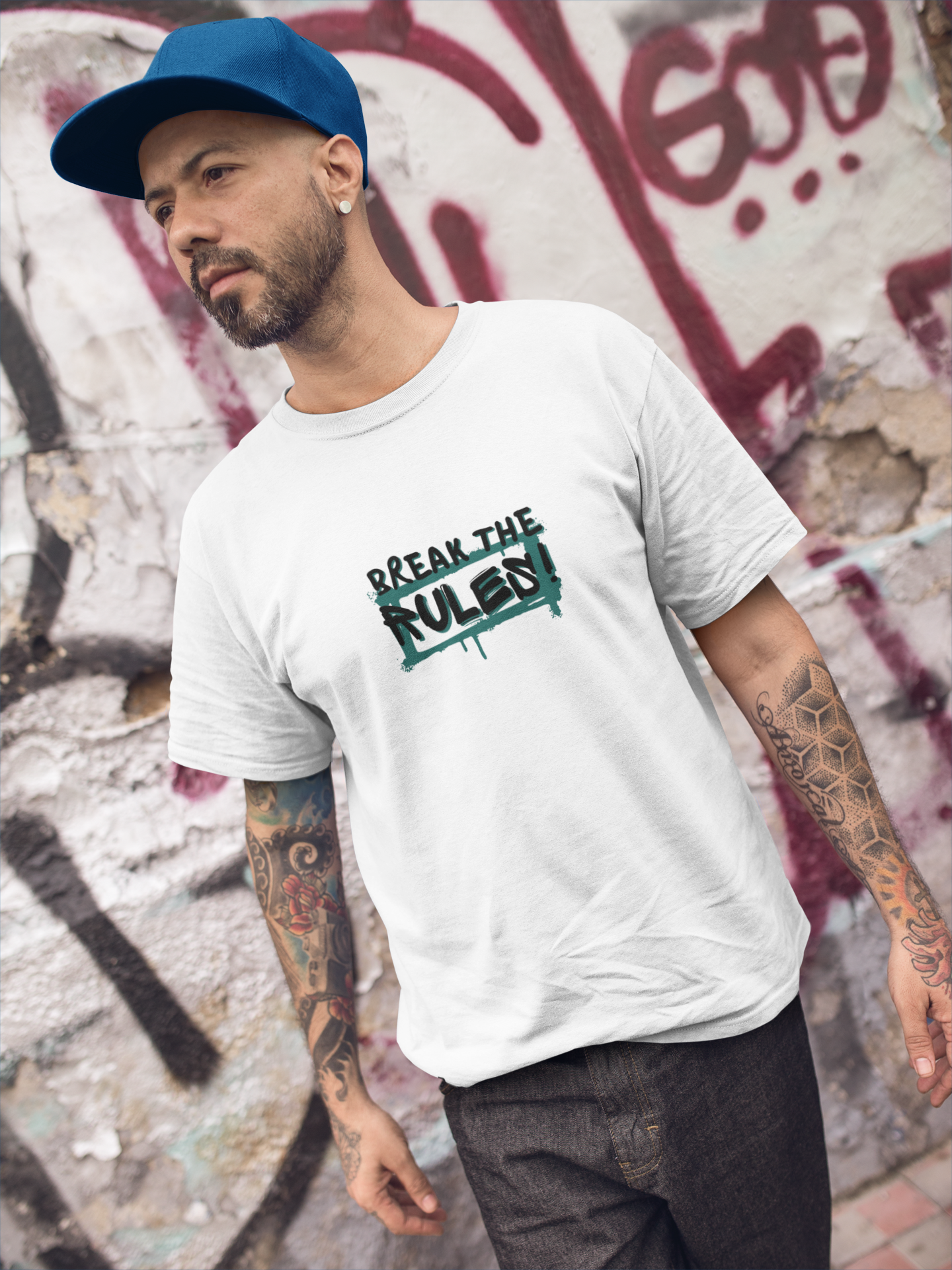 Break the Rules- Graffiti Style Tee, Urban Street Wear, Unisex T-Shirt, Spray Paint Cool Tee