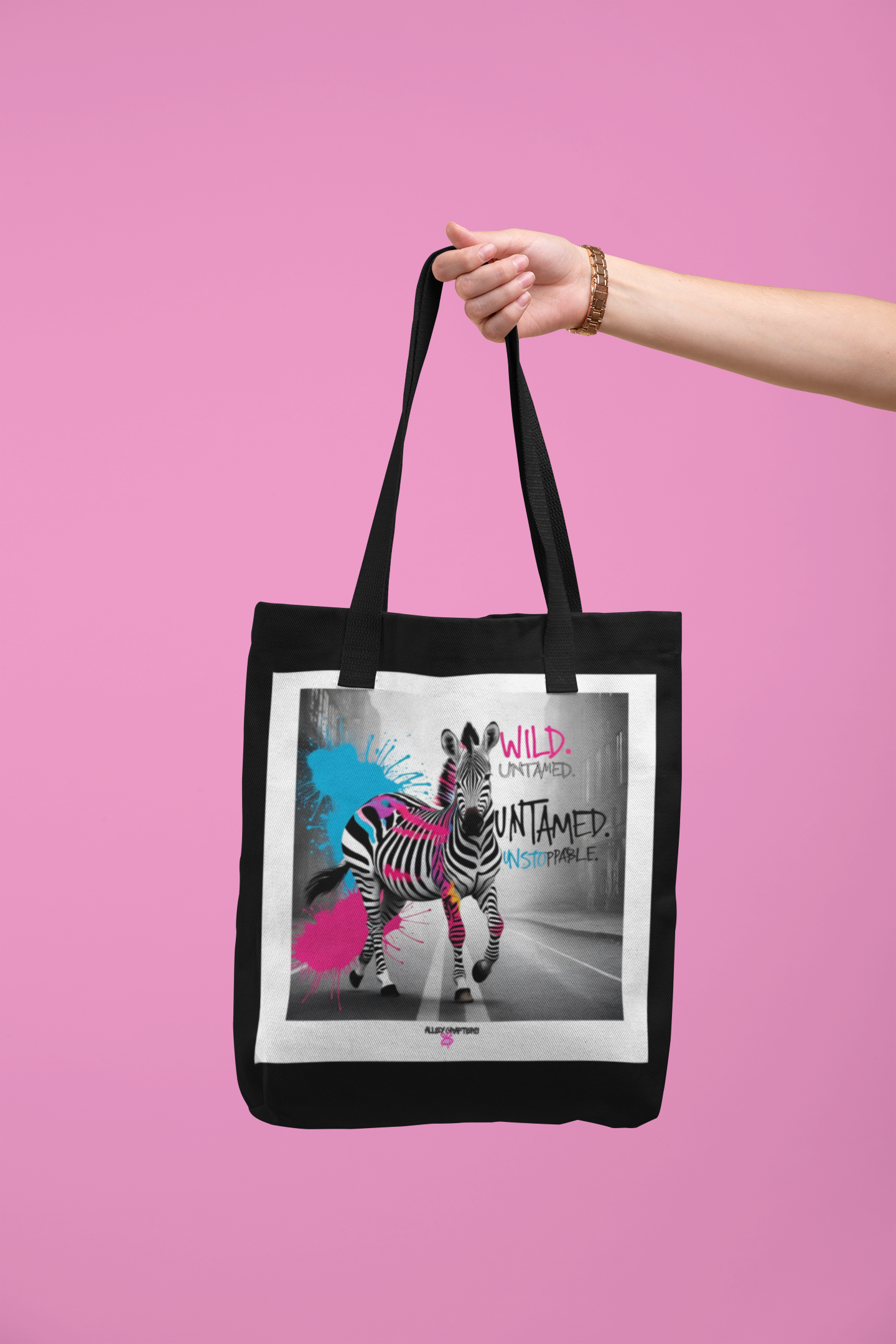 Wild. Untamed. Unstoppable. Zebra Tote Bag