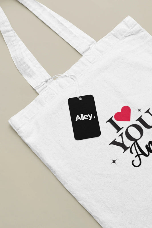 Personalised 'I Love You' Tote Bag | Custom Name Cotton Gift Tote - Alley Crafters