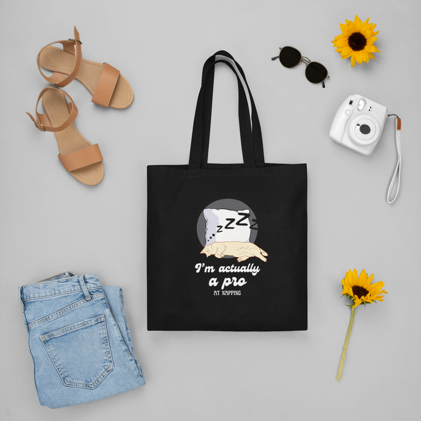 Funny Napping Canvas Tote Bag