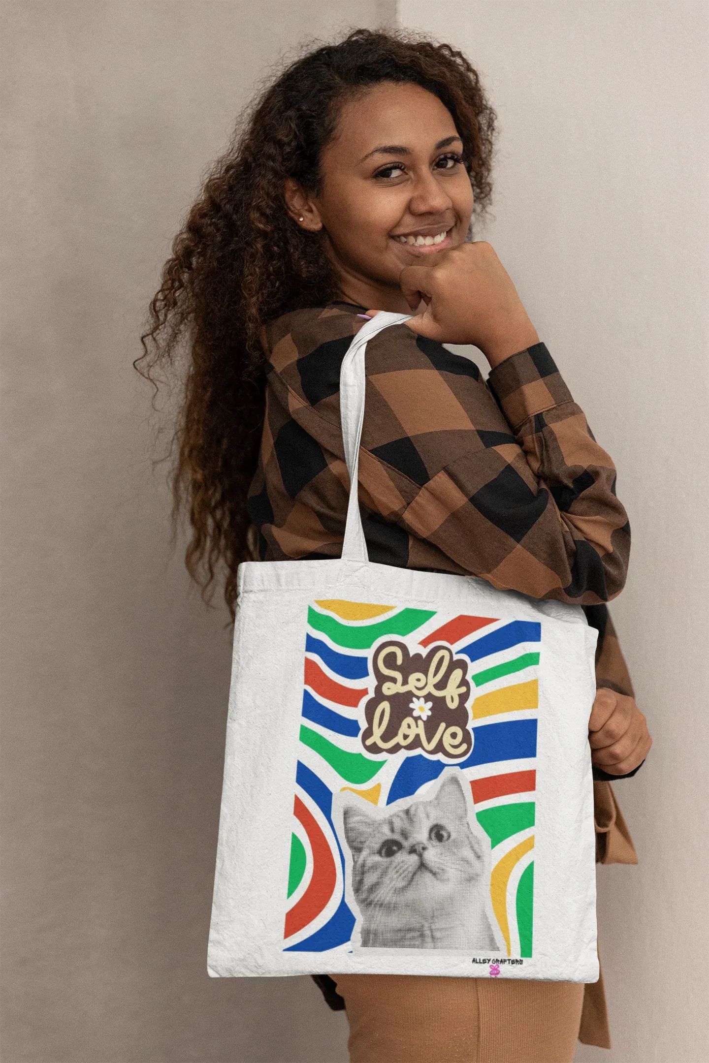 Self Love Collage Cat Tote Bag - Alley Crafters