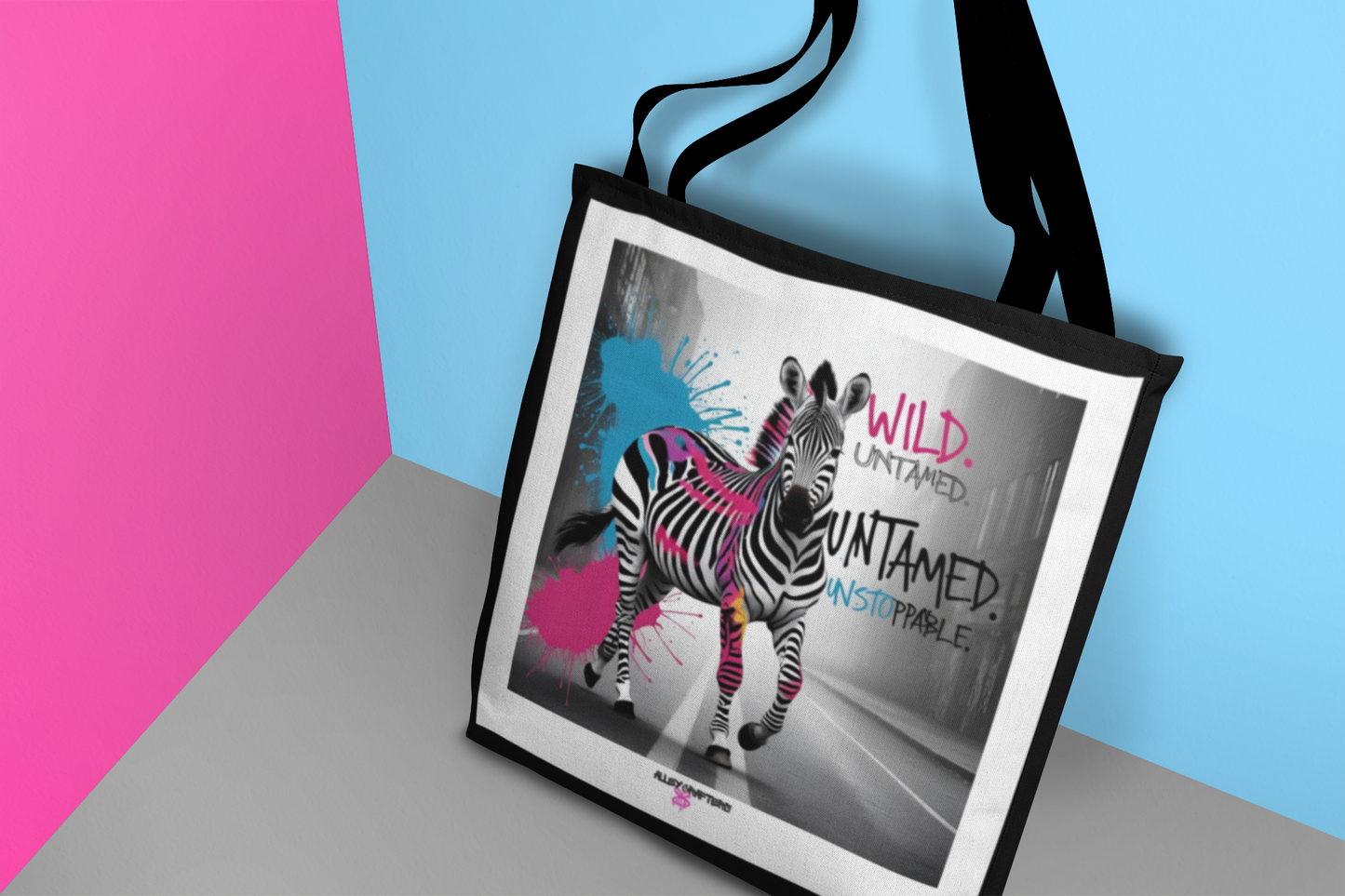 Wild. Untamed. Unstoppable. Zebra Tote Bag