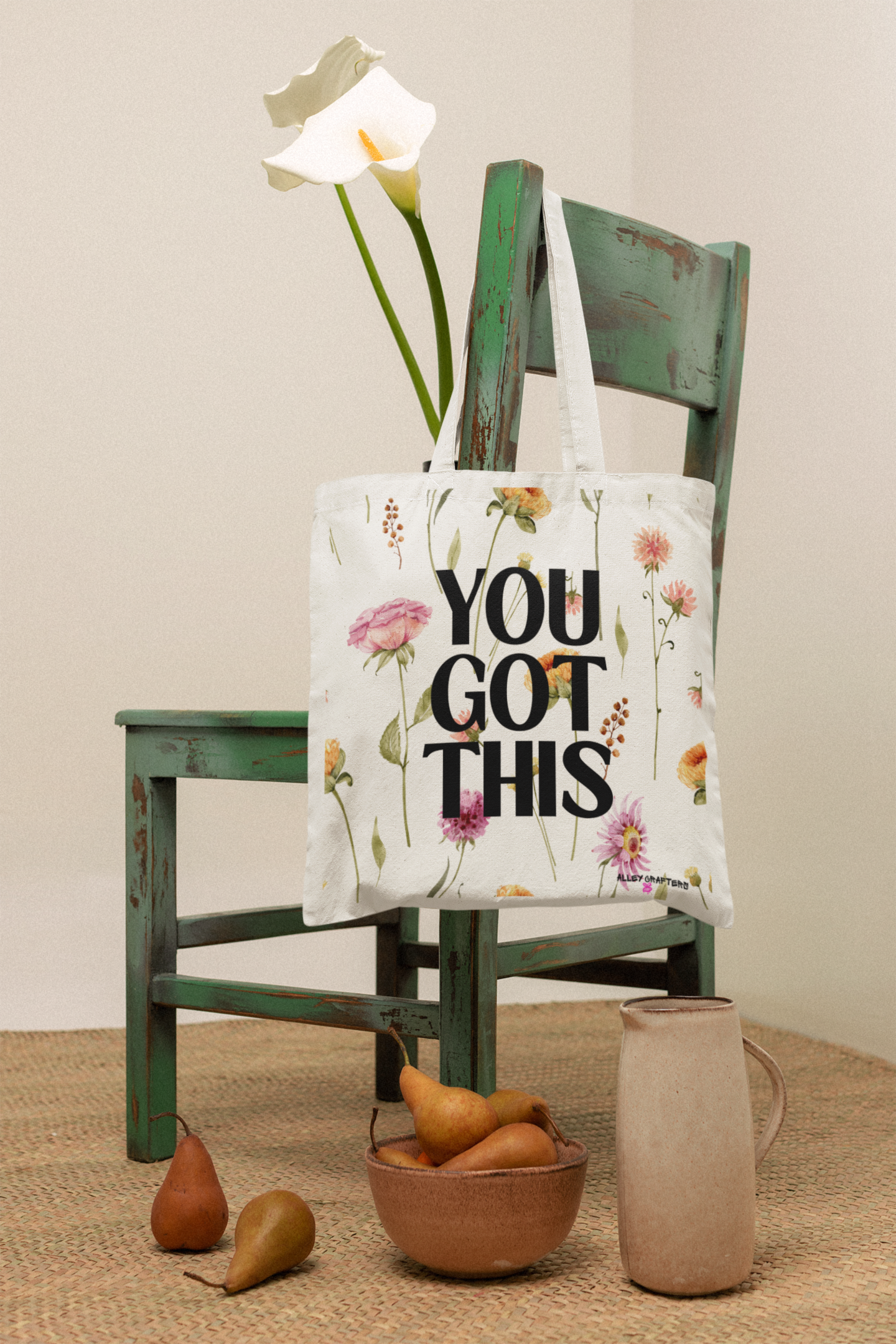 Inspirational Floral Tote Bag - You Got This