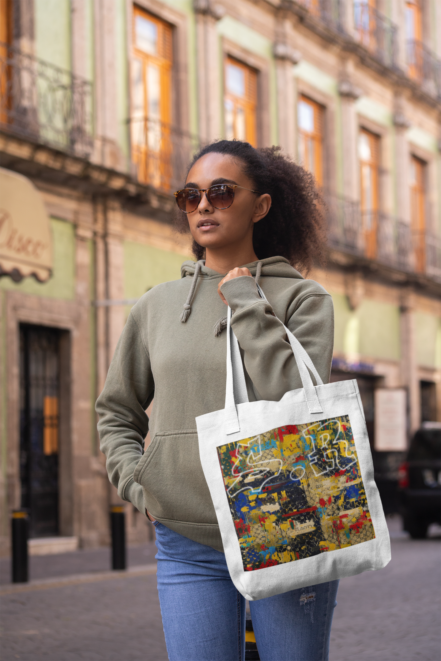 Graffiti Initials Cotton Tote Bag