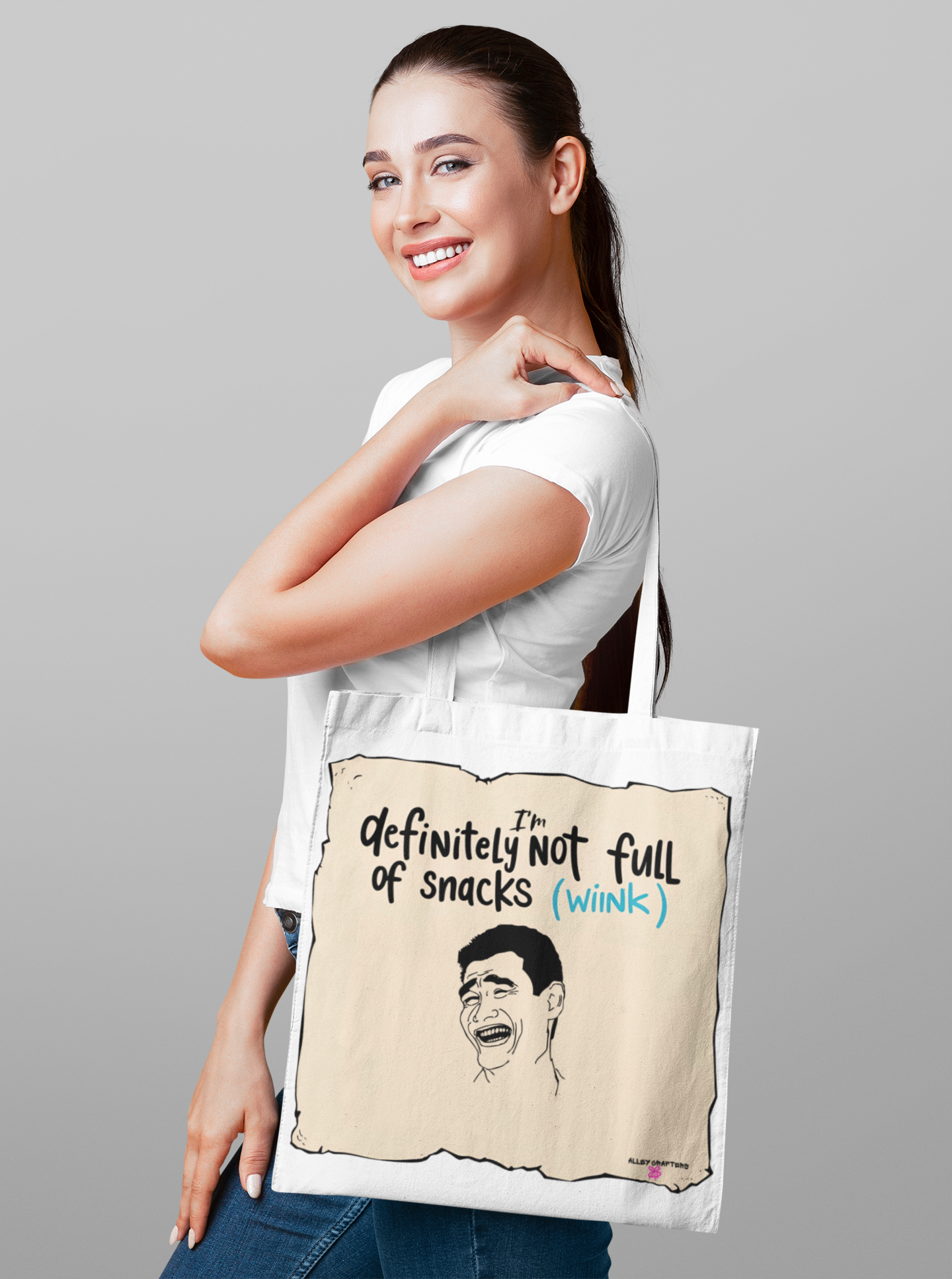 'I'm Definitely Not Full of Snacks (Wink)' Tote Bag