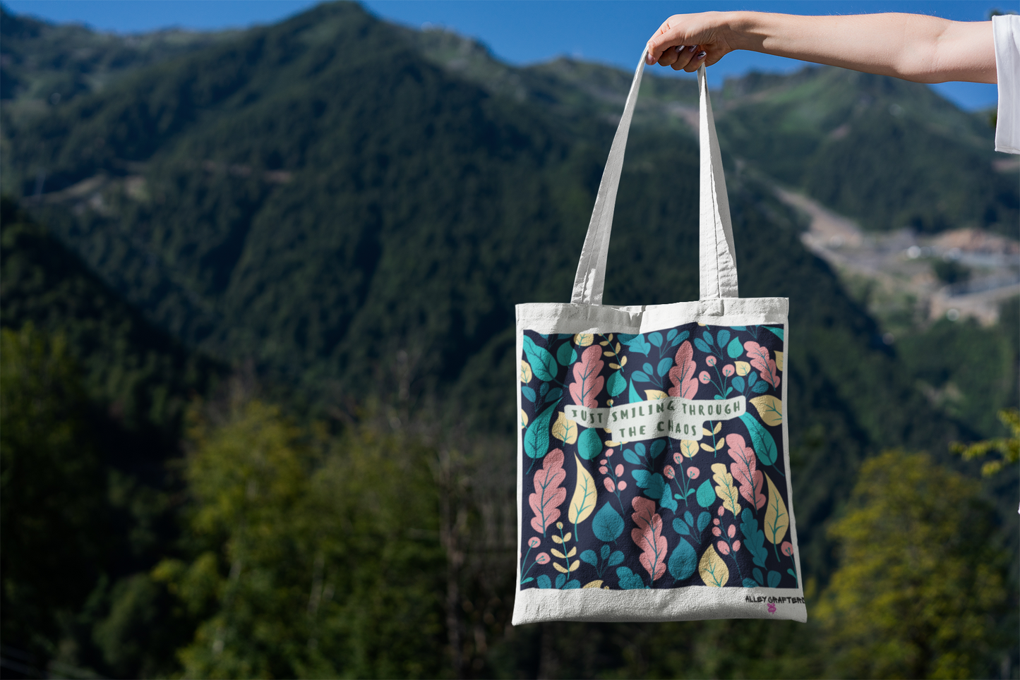 Just Smiling Through the Chaos - Tote bag