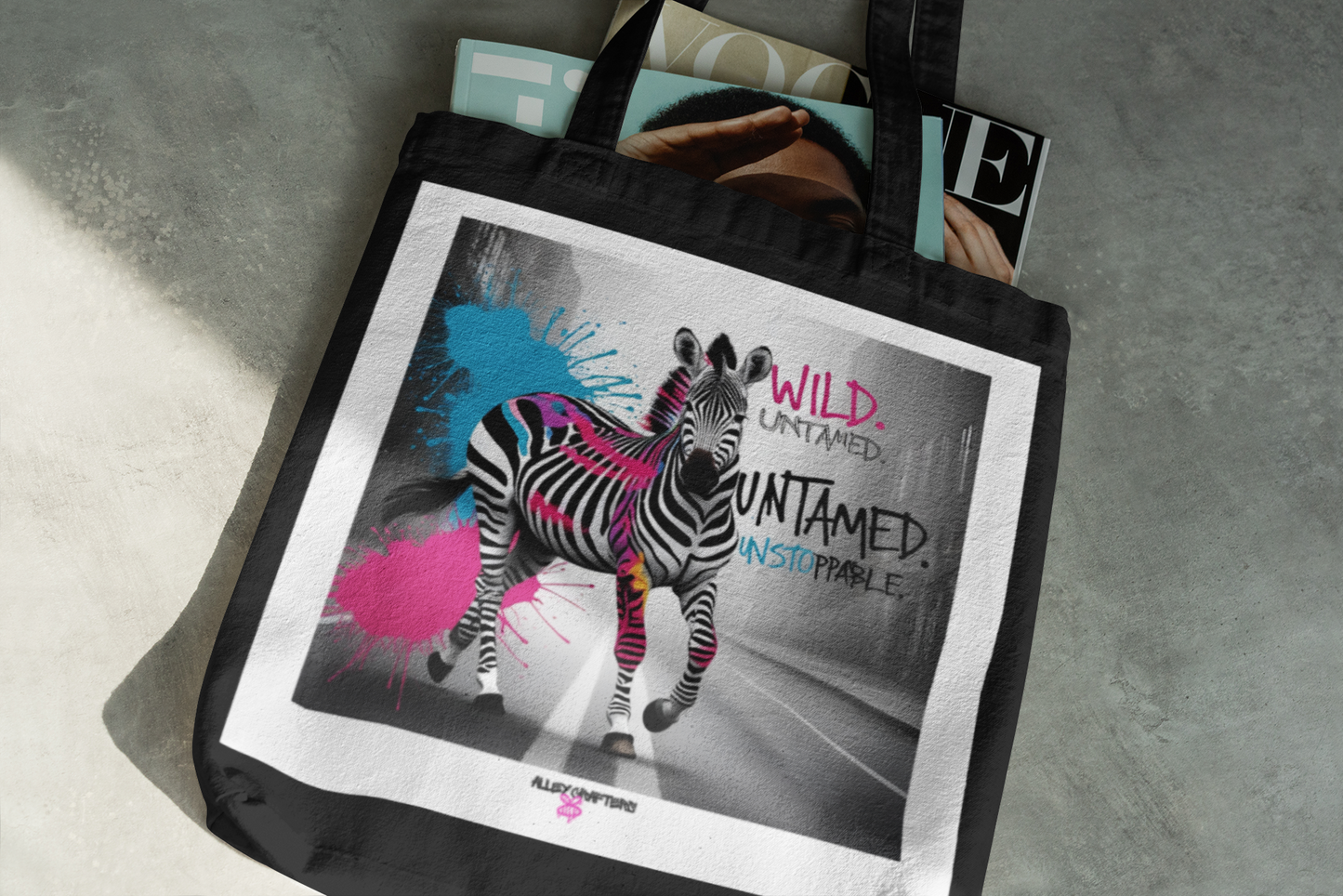 Wild. Untamed. Unstoppable. Zebra Tote Bag