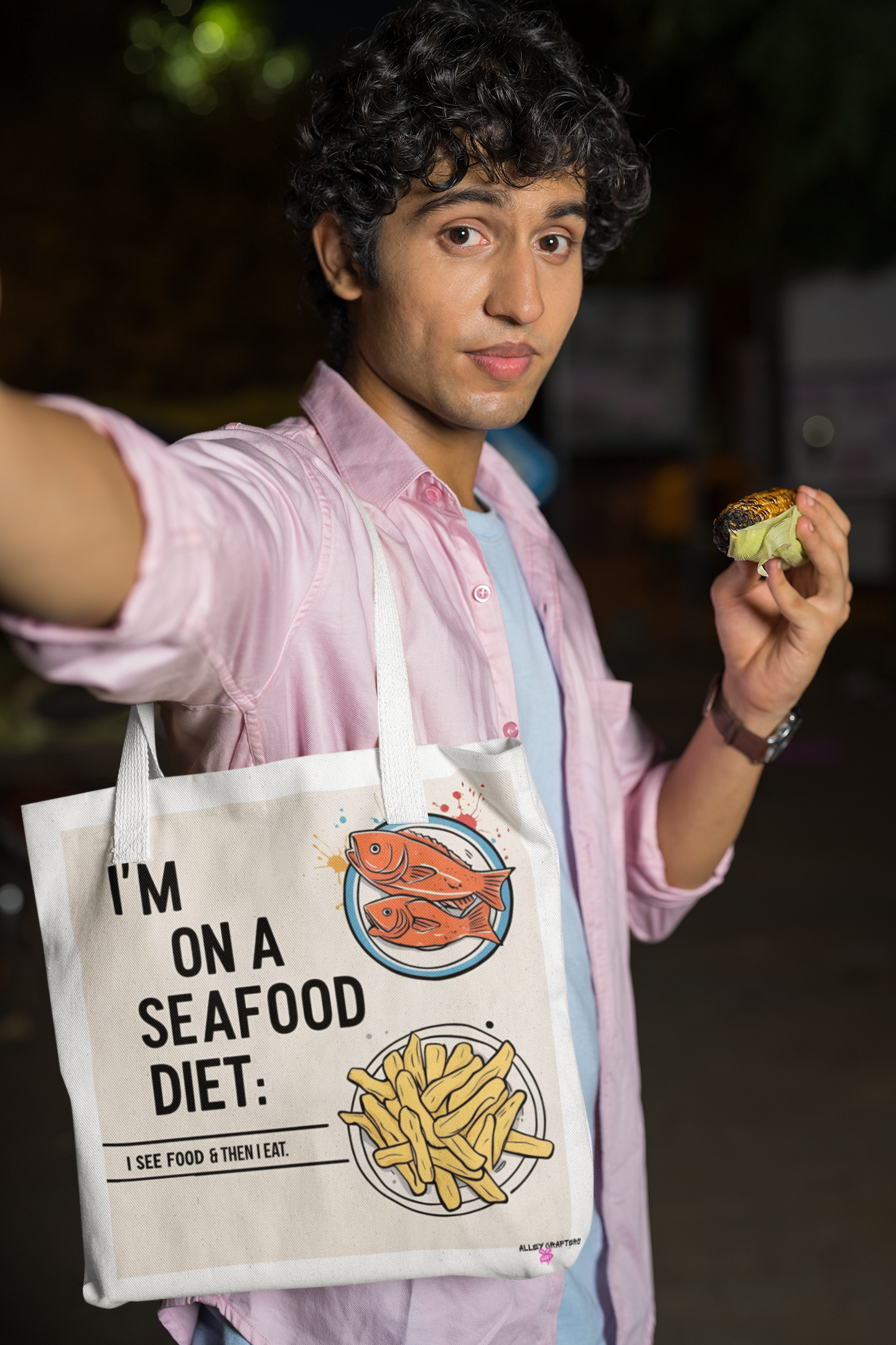 Quirky Seafood Diet Tote Bag