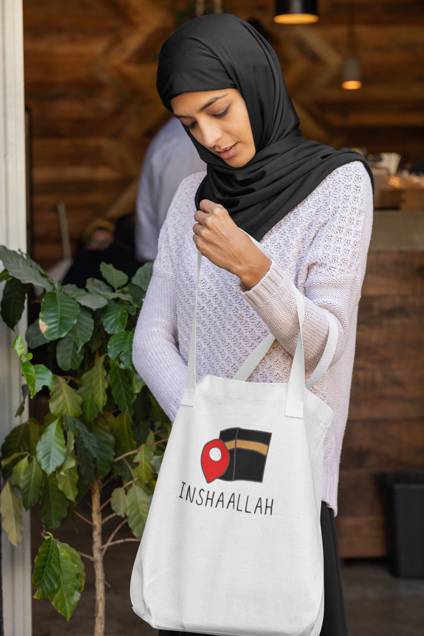 Cotton Tote Bag with Inshaallah Kaaba Design
