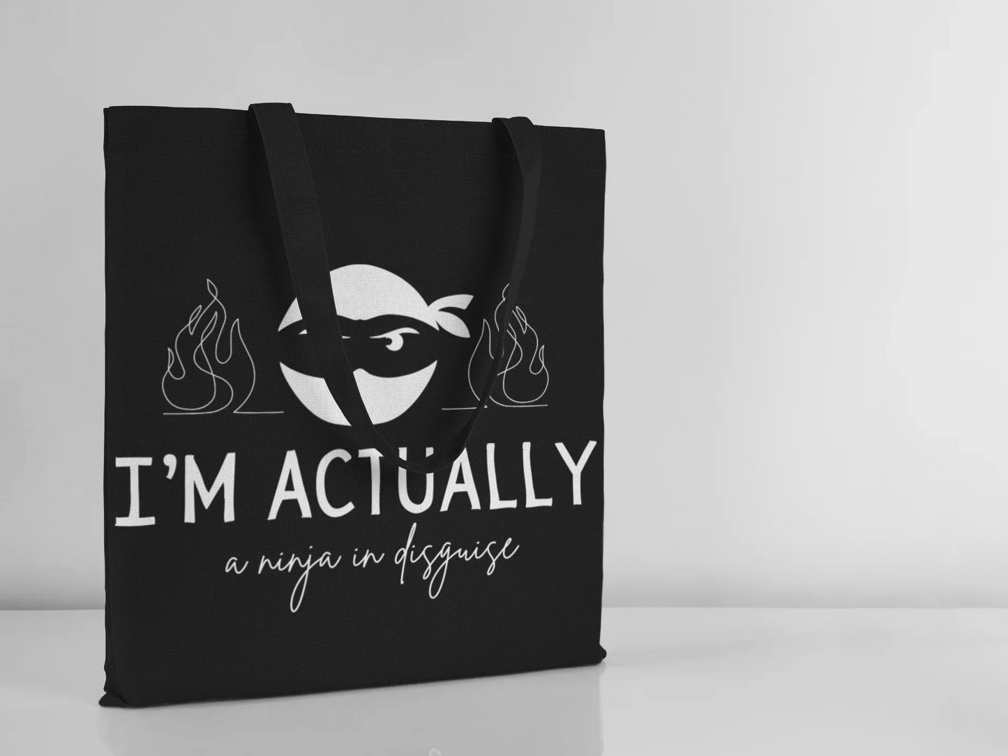 Funny Ninja Tote Bag - "I'm Actually a Ninja in Disguise" - Alley Crafters