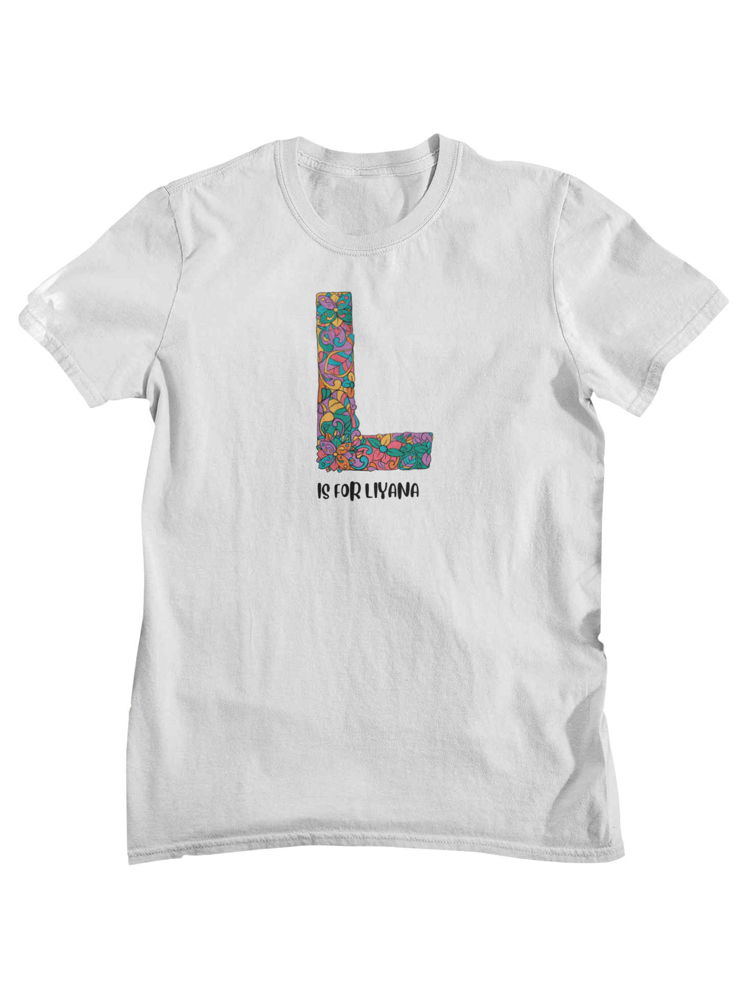 Personalised Floral Alphabet Tee - Fun & Vibrant S Design for Creative Kids