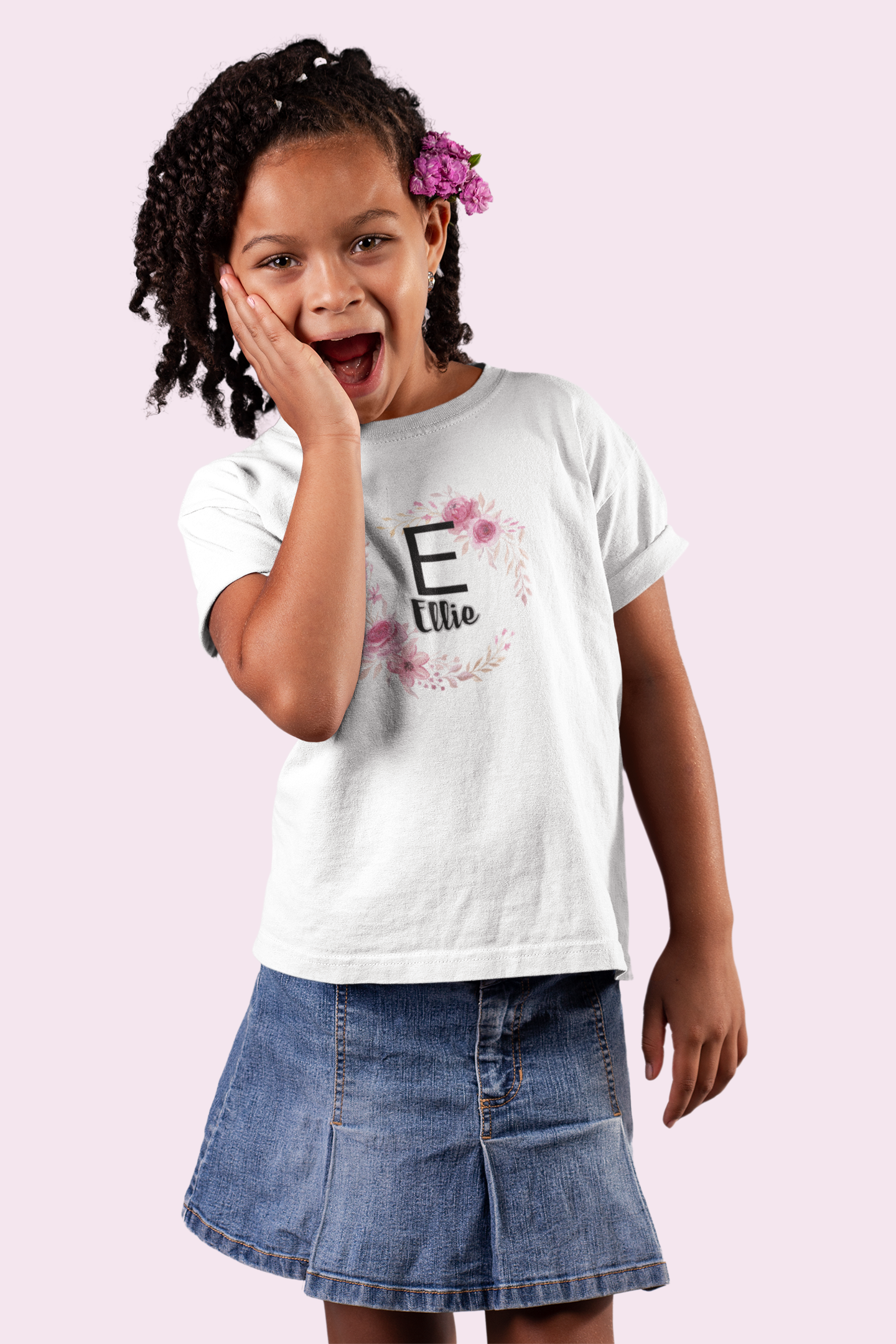 Kids Tee - Personalised Floral Name Shirt for Children