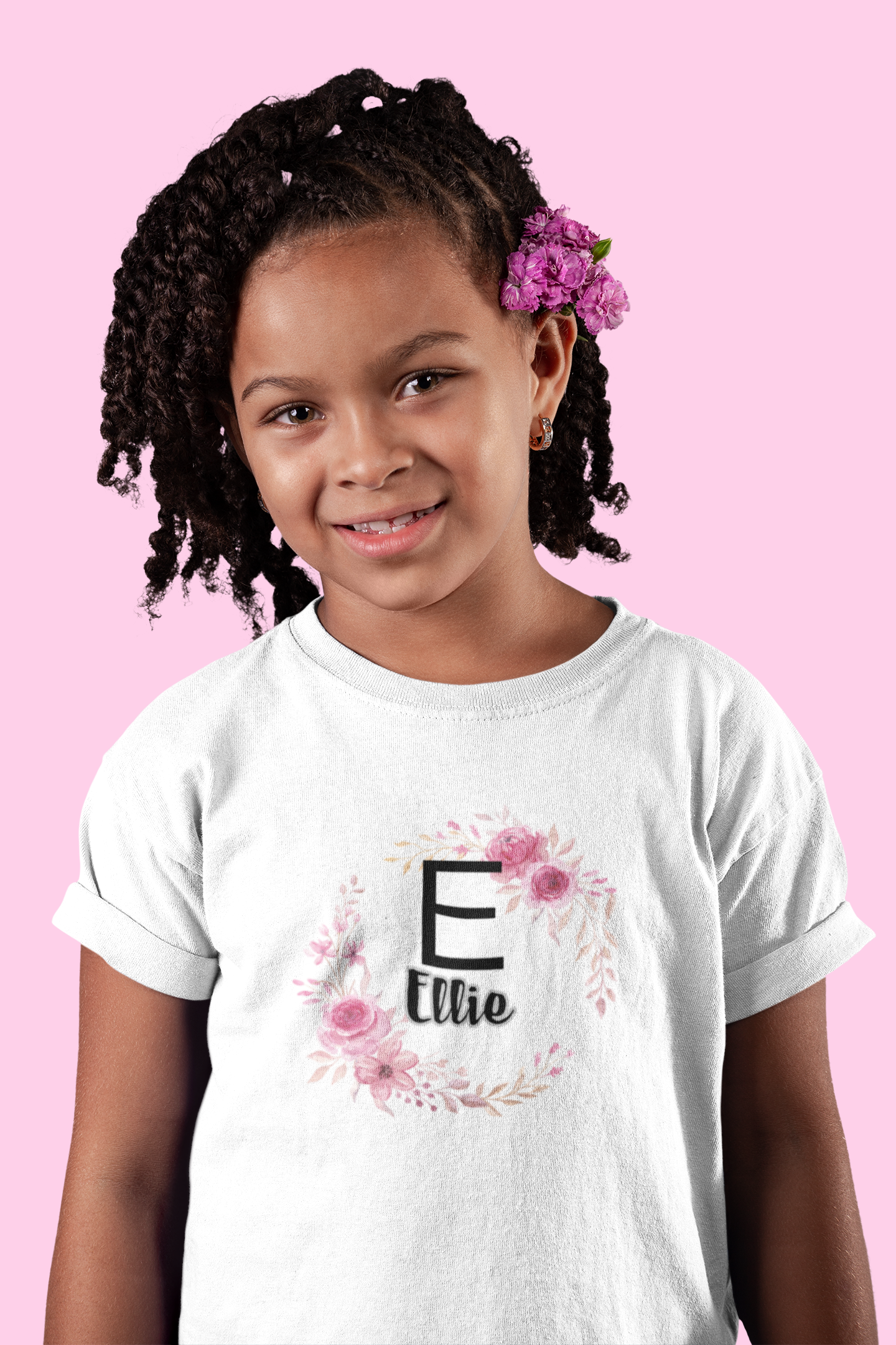 Kids Tee - Personalised Floral Name Shirt for Children