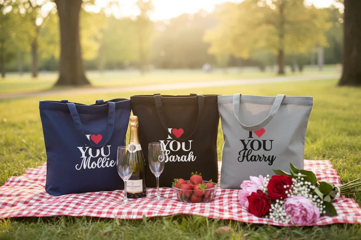 Personalised 'I Love You' Tote Bag | Custom Name Cotton Gift Tote - Alley Crafters