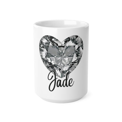 Personalized Silver Sparkle Love Heart Mug