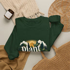 Forest green crewneck sweatshirt with tree and forest graphic on front
