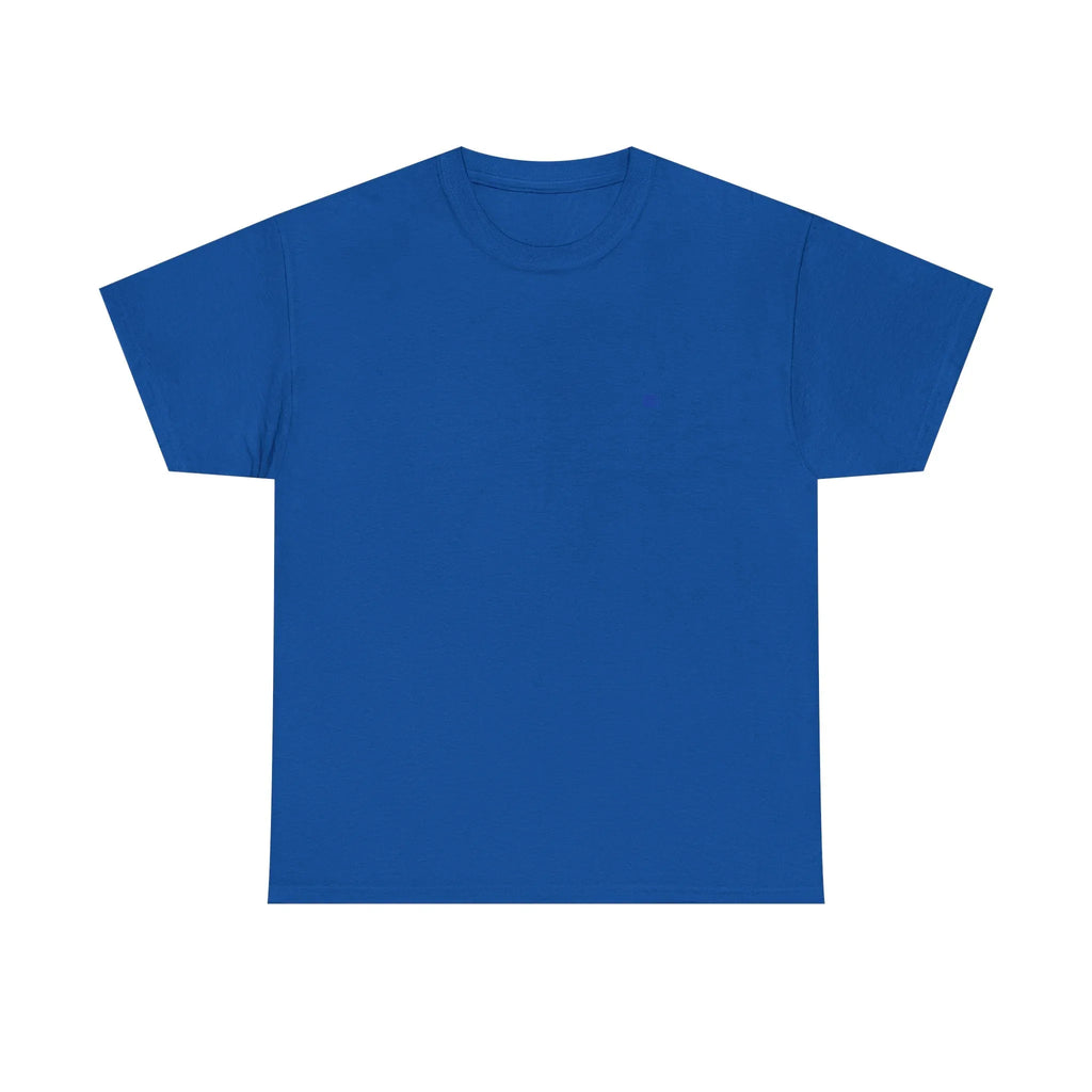 Royal blue heavy cotton T-shirt with crew neck and short sleeves, unisex fit.
