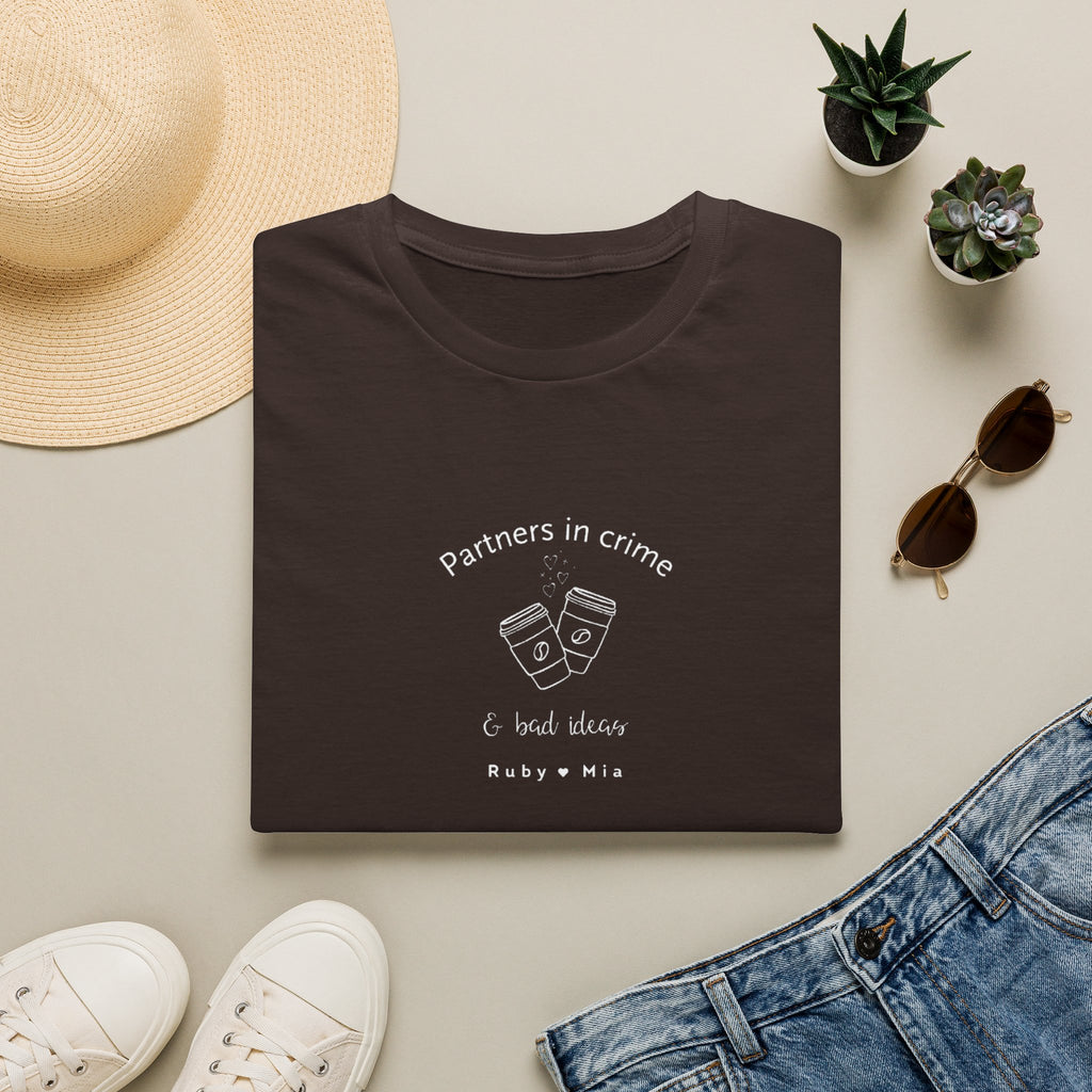 T-Shirt — "Partners in Crime & Bad Ideas" Coffee Friends Tee