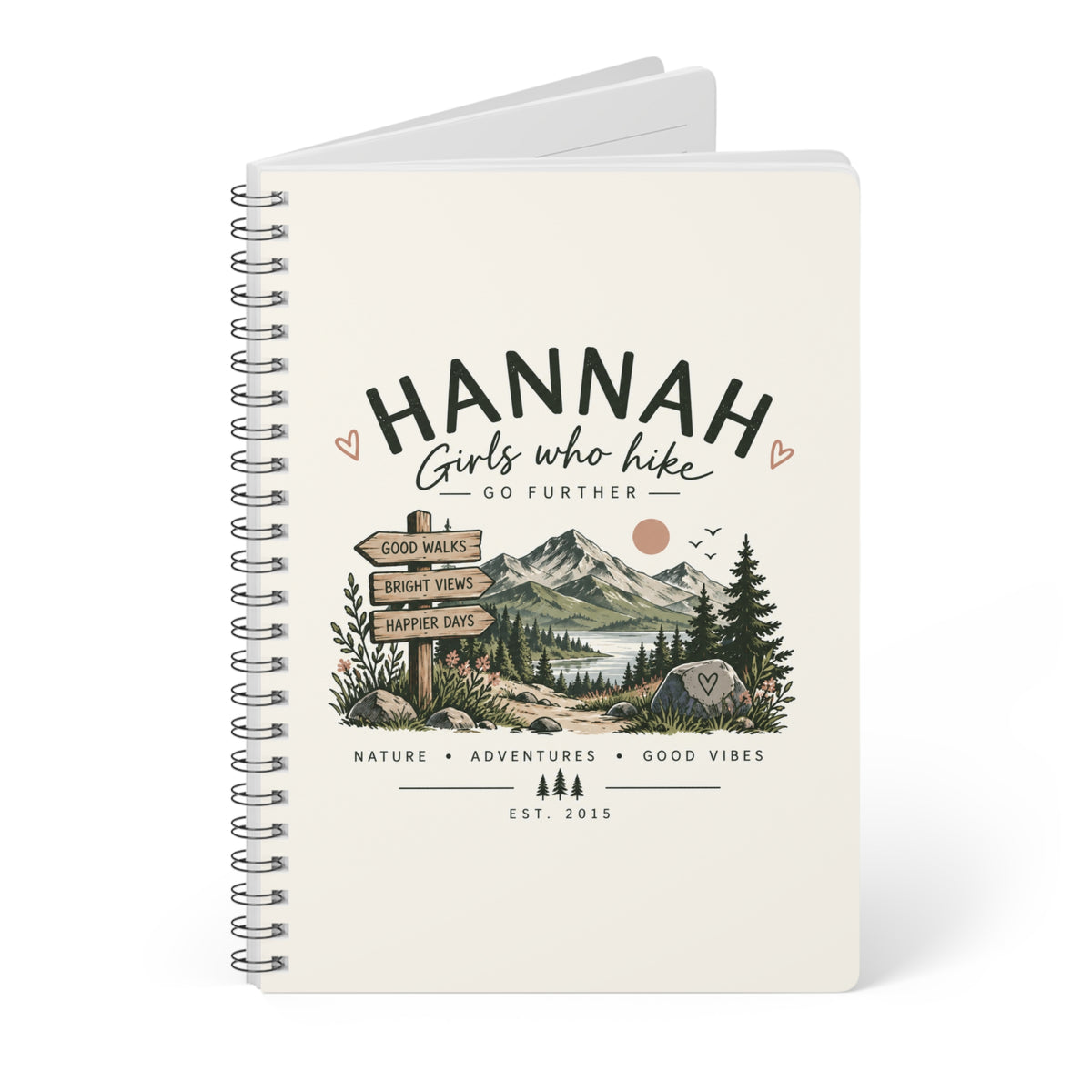 Personalised Girls Who Hike A5 Wirobound Notebook — Nature Adventure Journal