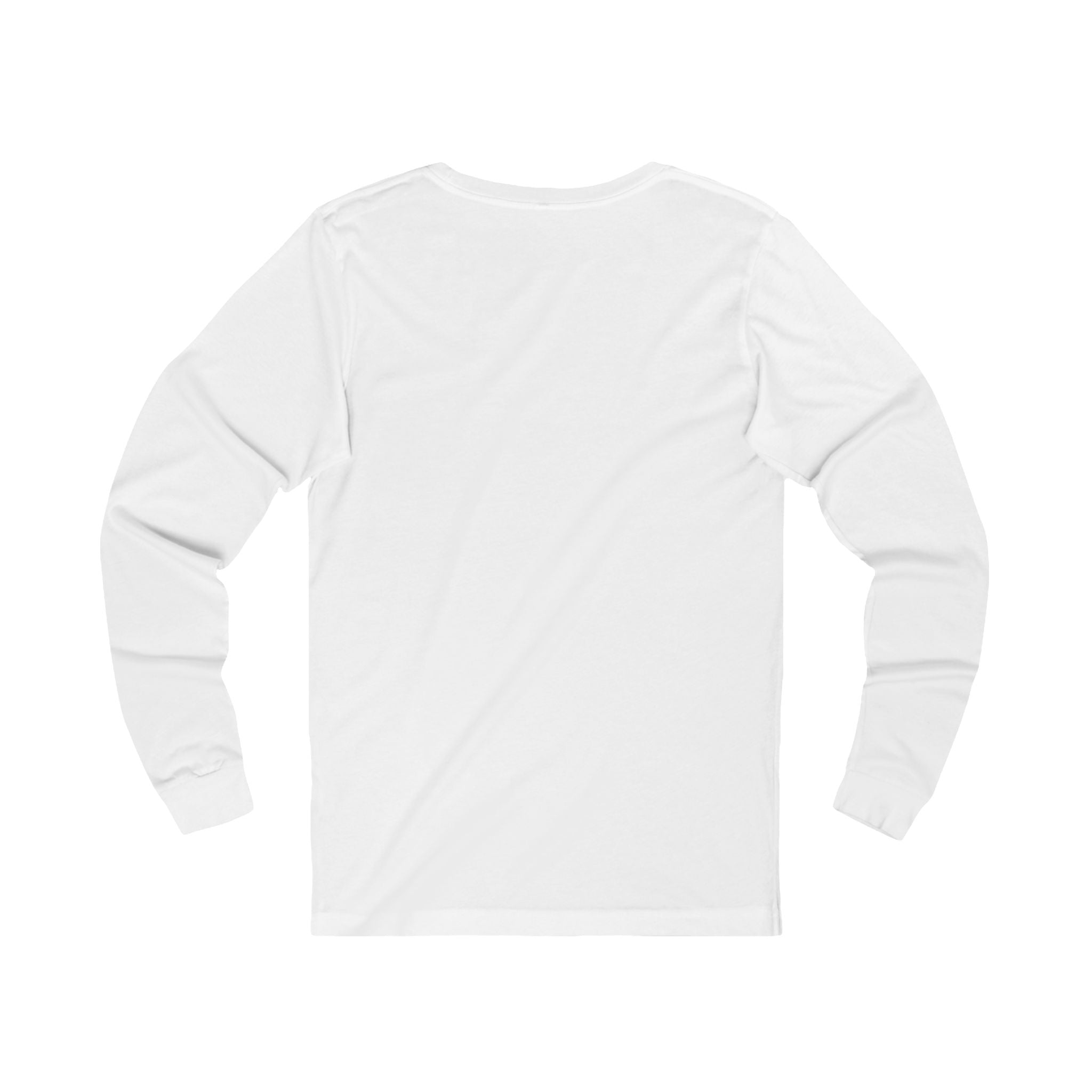 White long sleeve T-shirt back view, plain with no graphic