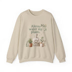 Sand sweatshirt with crew neck and front plant-themed slogan graphic centered on chest