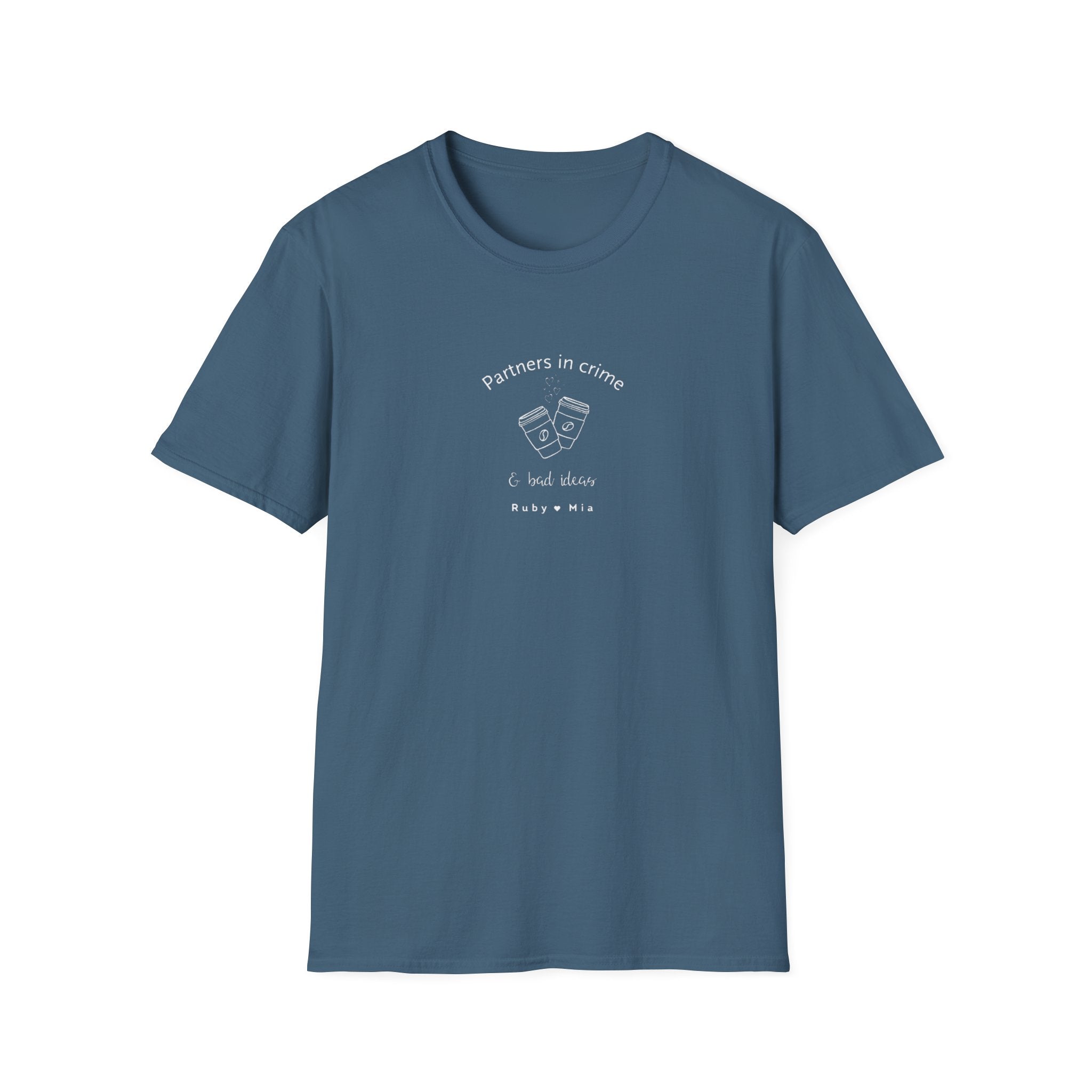 T-Shirt — "Partners in Crime & Bad Ideas" Coffee Friends Tee